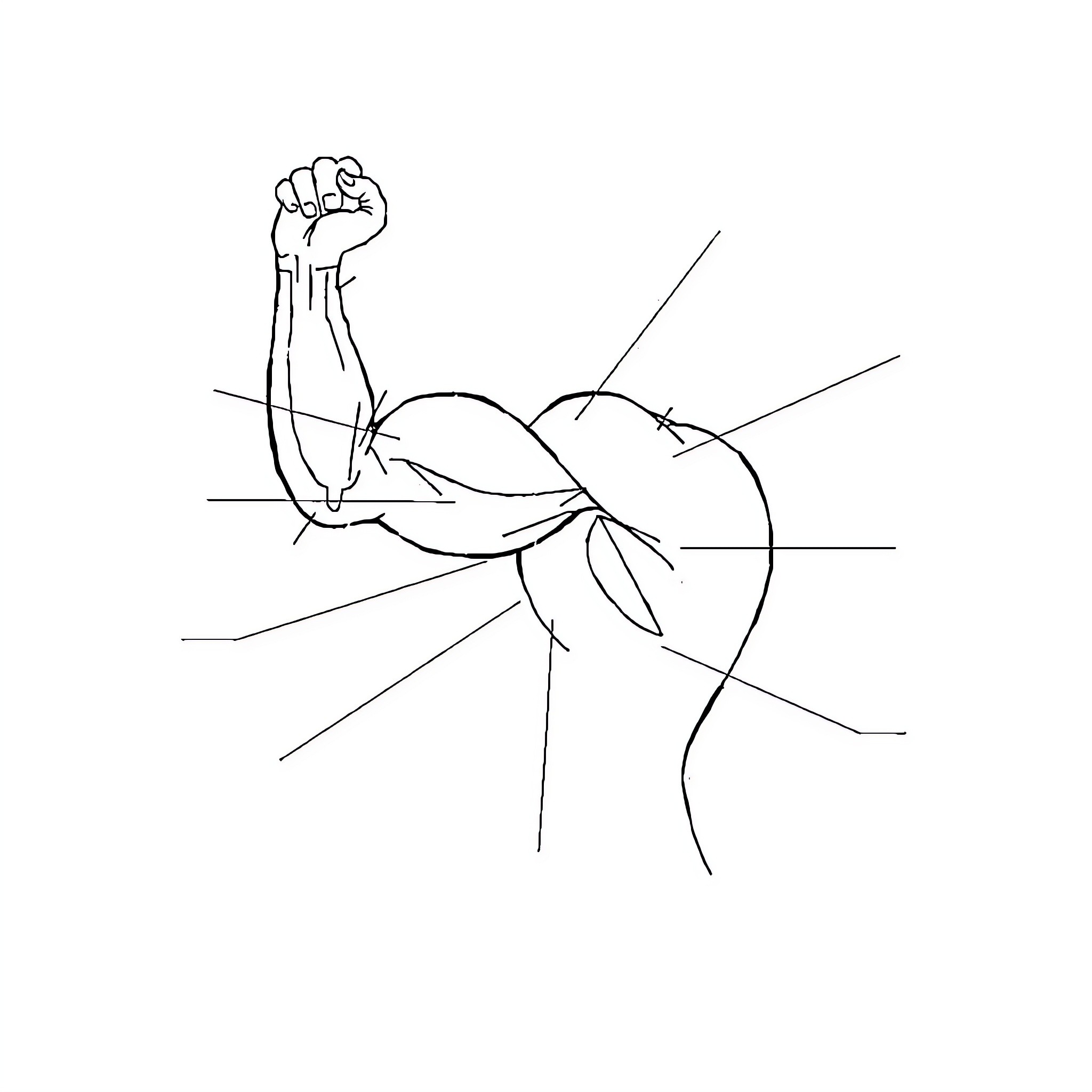 Muscle Flexing Power Pose Coloring Page (free black-and-white line drawing printable PDF for all, from beginners to advanced learners, including children, teens, adults, and seniors)