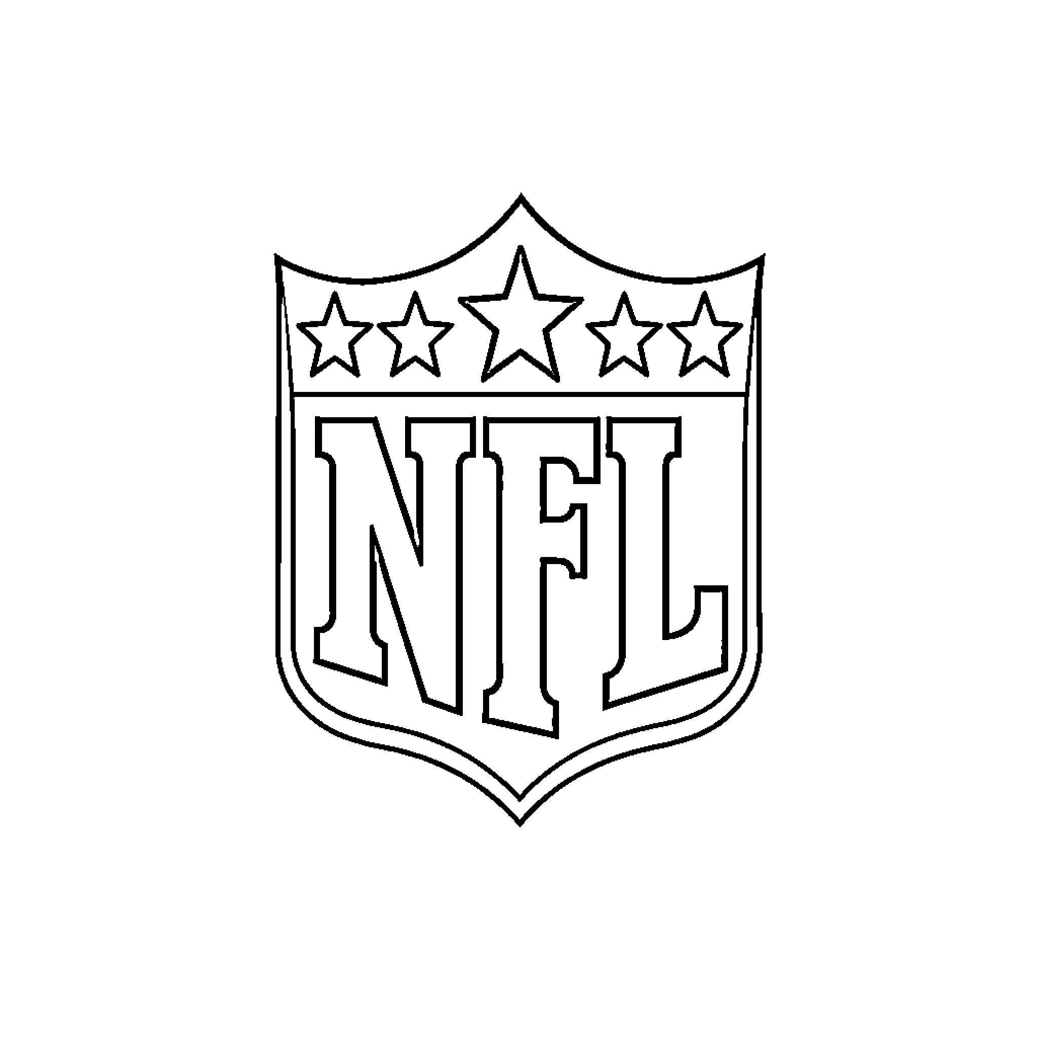 NFL Logo with Stars and Shield Coloring Page (free black-and-white line drawing printable PDF for all, from beginners to advanced learners, including children, teens, adults, and seniors)