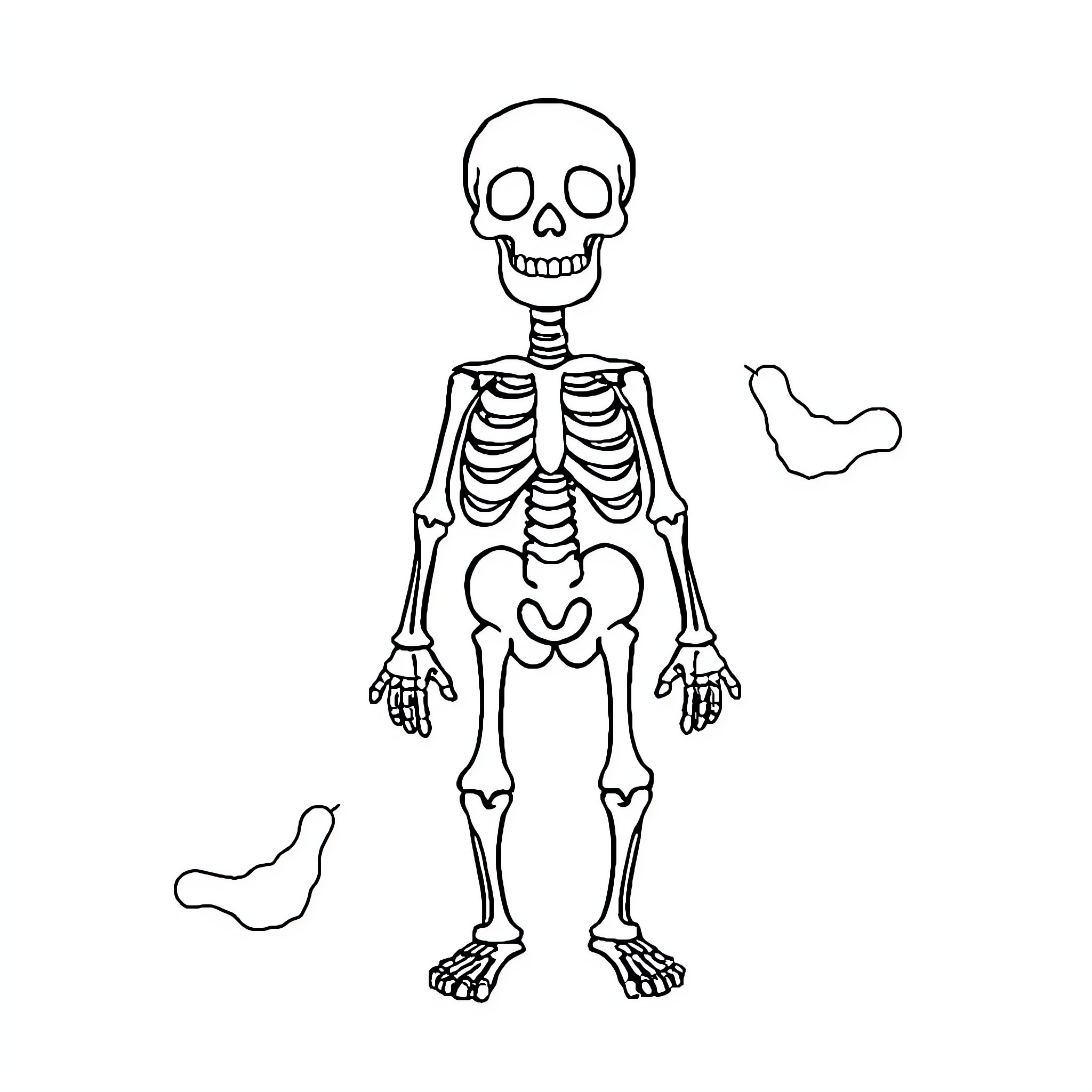 Body of a Skeletal Figure Coloring Page (free black-and-white line drawing printable PDF for all, from beginners to advanced learners, including children, teens, adults, and seniors)