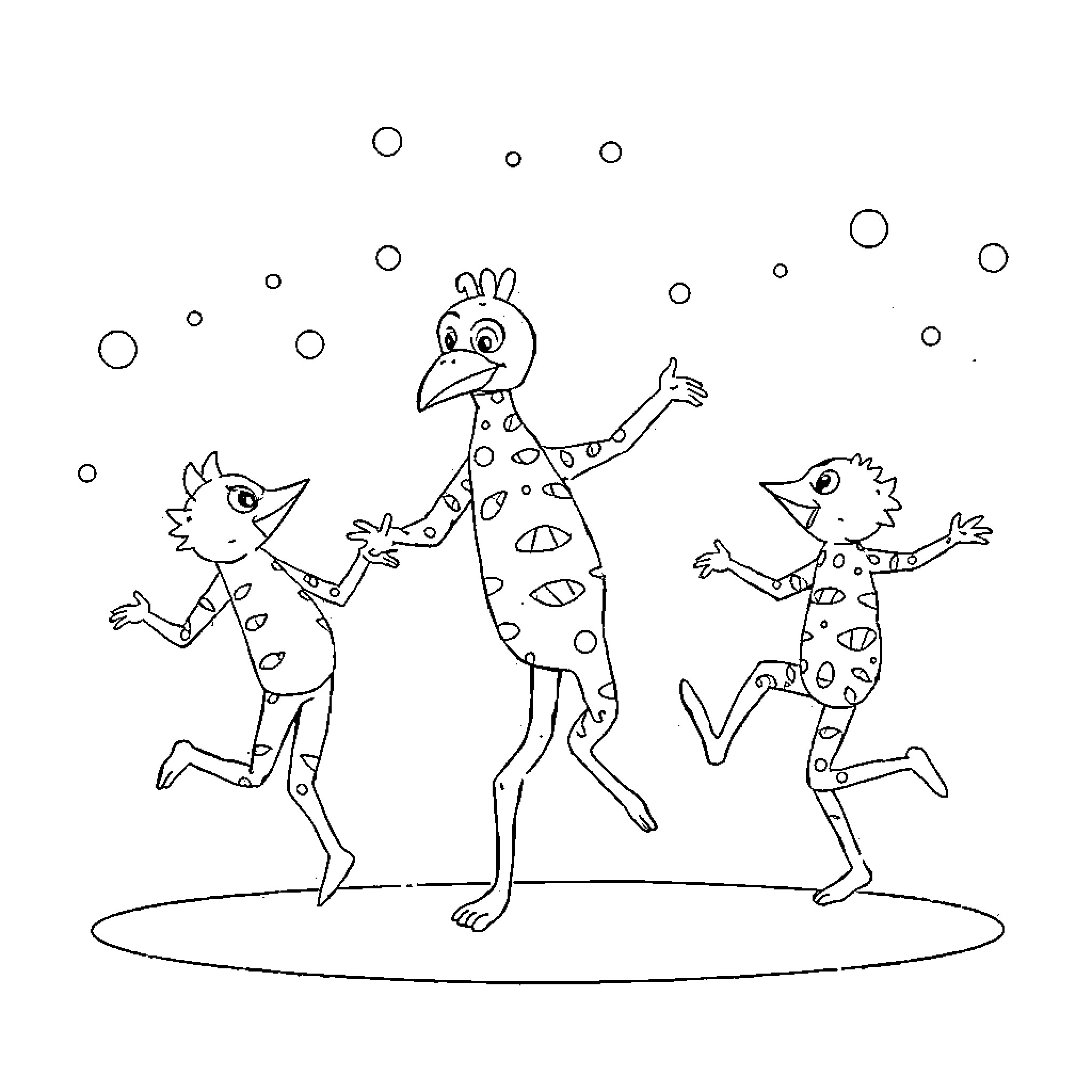Palhaço entertaining with whimsical dance and gestures Coloring Page (free black-and-white line drawing printable PDF for all, from beginners to advanced learners, including children, teens, adults, and seniors)