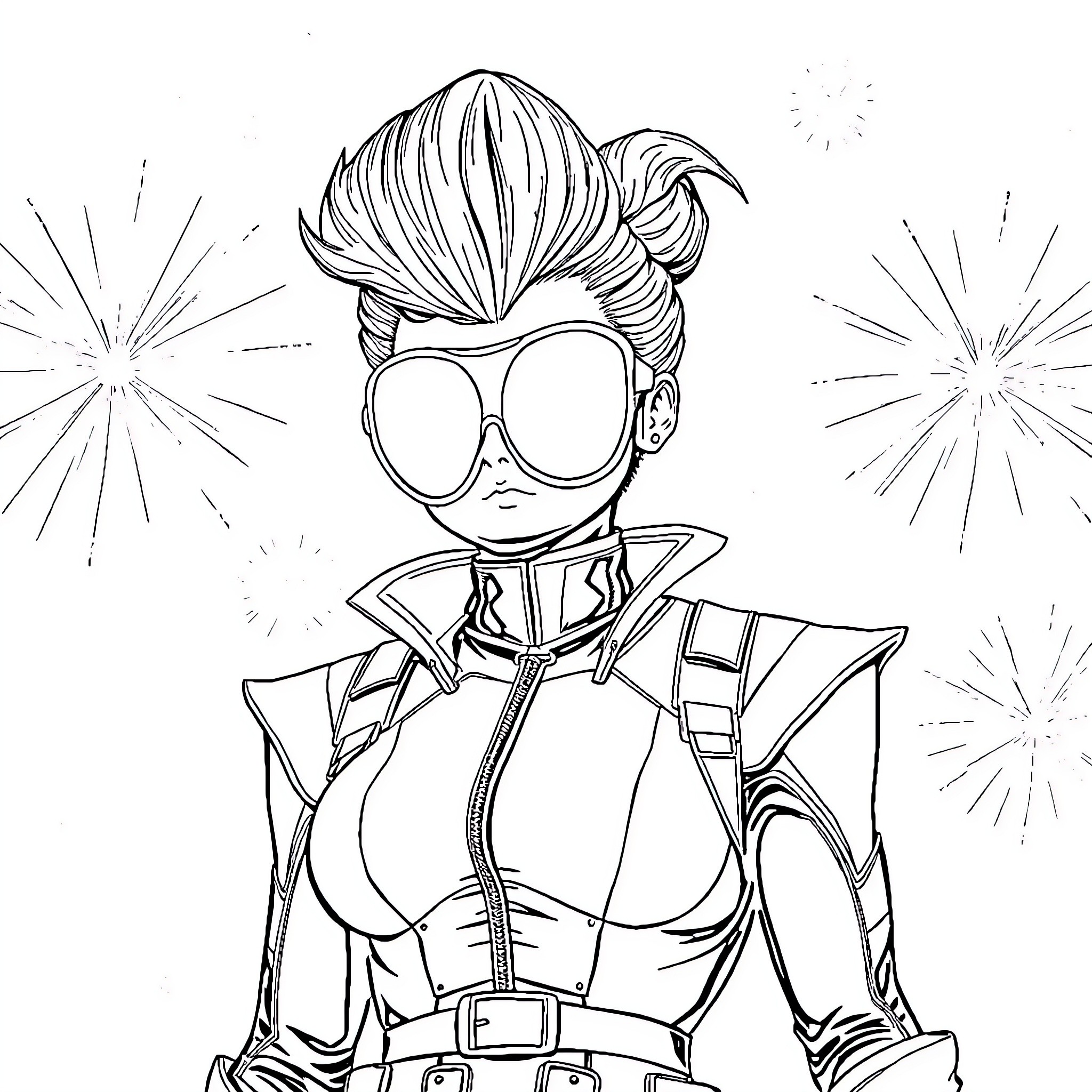 Jubilee Celebrating in Futuristic Style Coloring Page (free black-and-white line drawing printable PDF for all, from beginners to advanced learners, including children, teens, adults, and seniors)