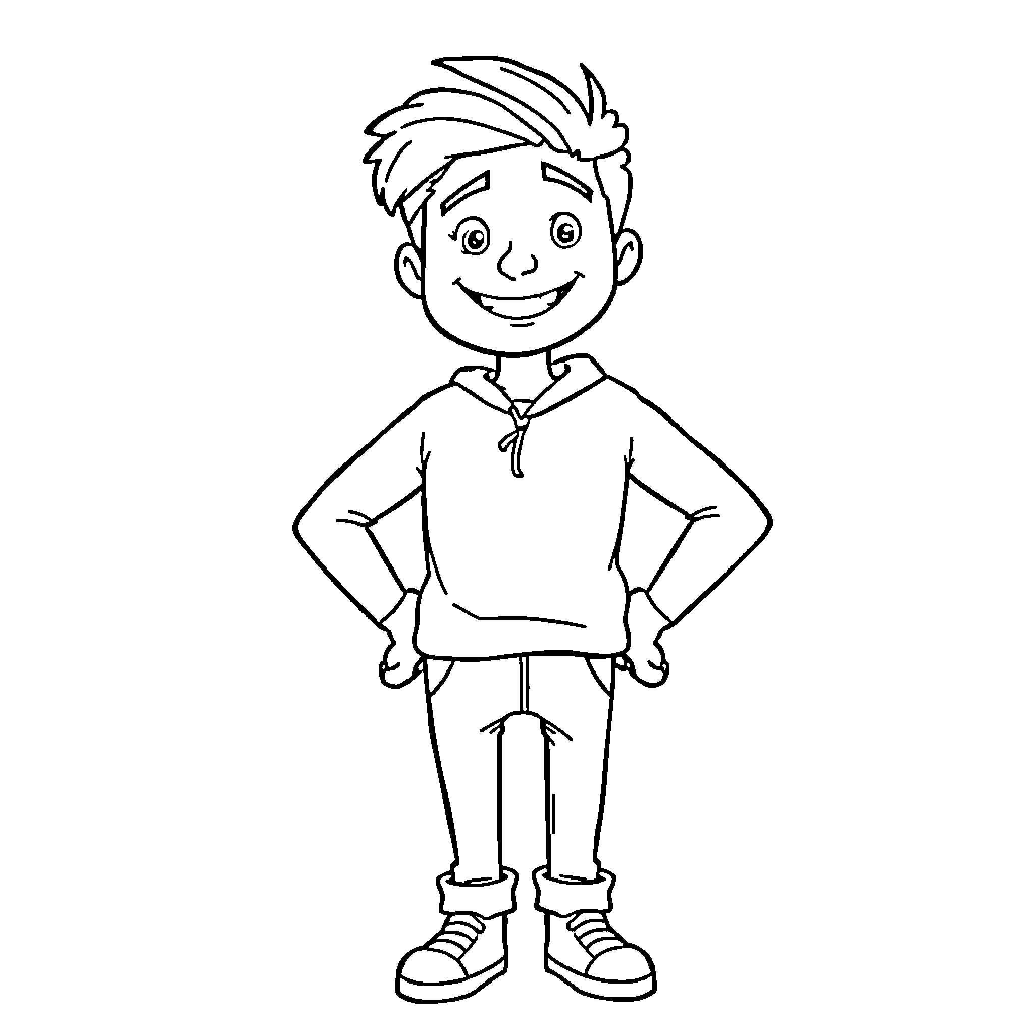 Ethan Pearce in a casual outfit Coloring Page (free black-and-white line drawing printable PDF for all, from beginners to advanced learners, including children, teens, adults, and seniors)