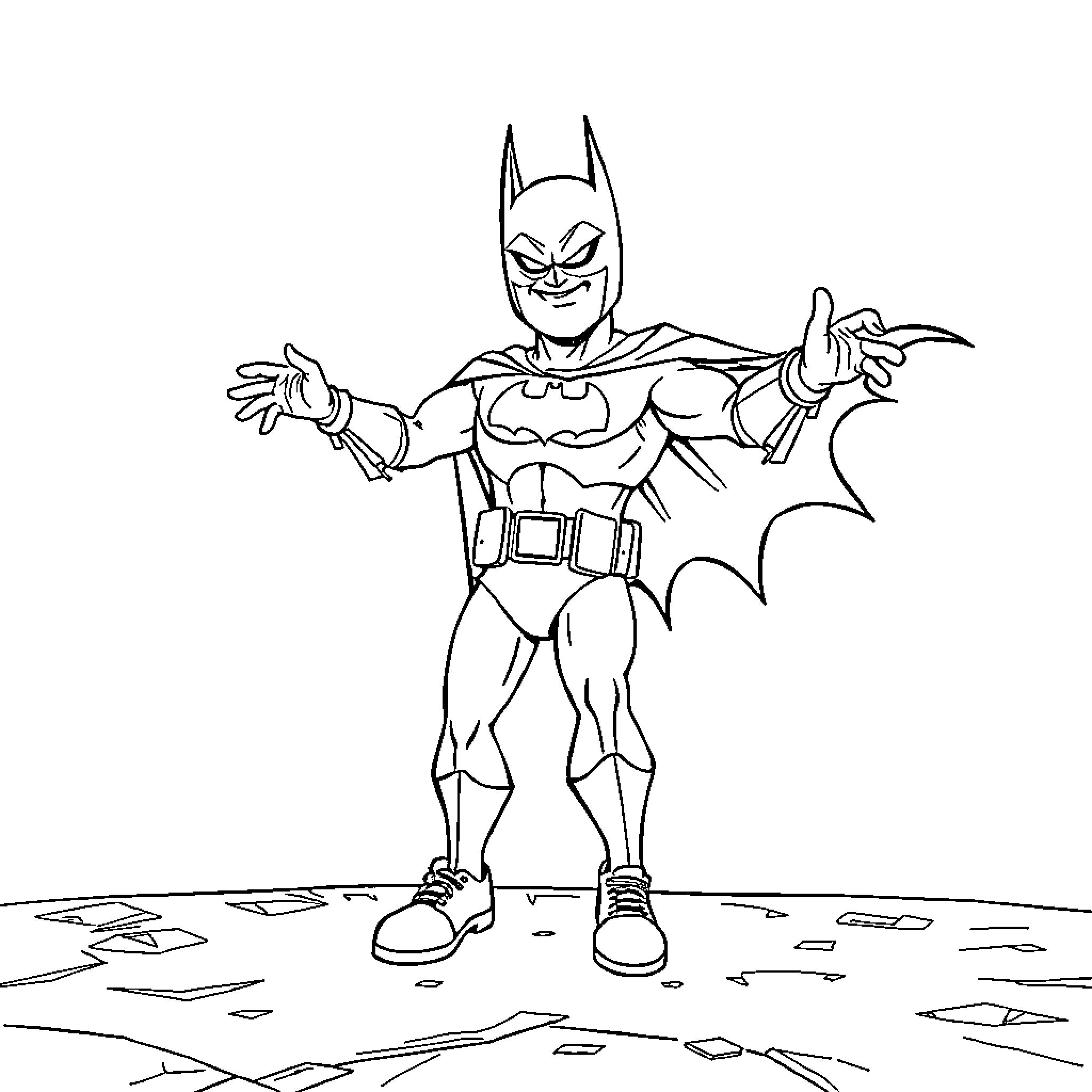 Dancer in Superhero Costume Strikes a Pose Coloring Page (free black-and-white line drawing printable PDF for all, from beginners to advanced learners, including children, teens, adults, and seniors)