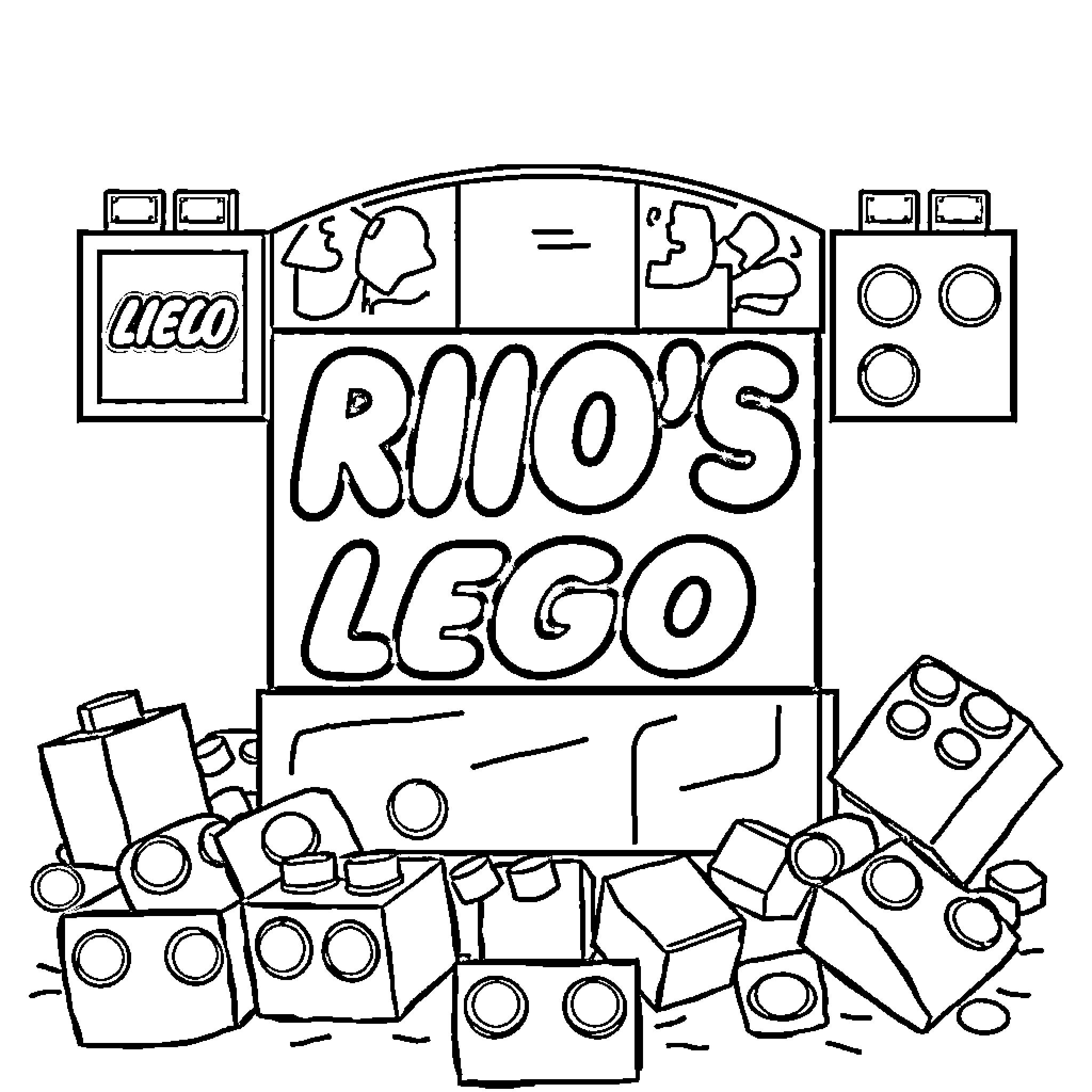 Lego blocks scattered on the floor Coloring Page (free black-and-white line drawing printable PDF for all, from beginners to advanced learners, including children, teens, adults, and seniors)