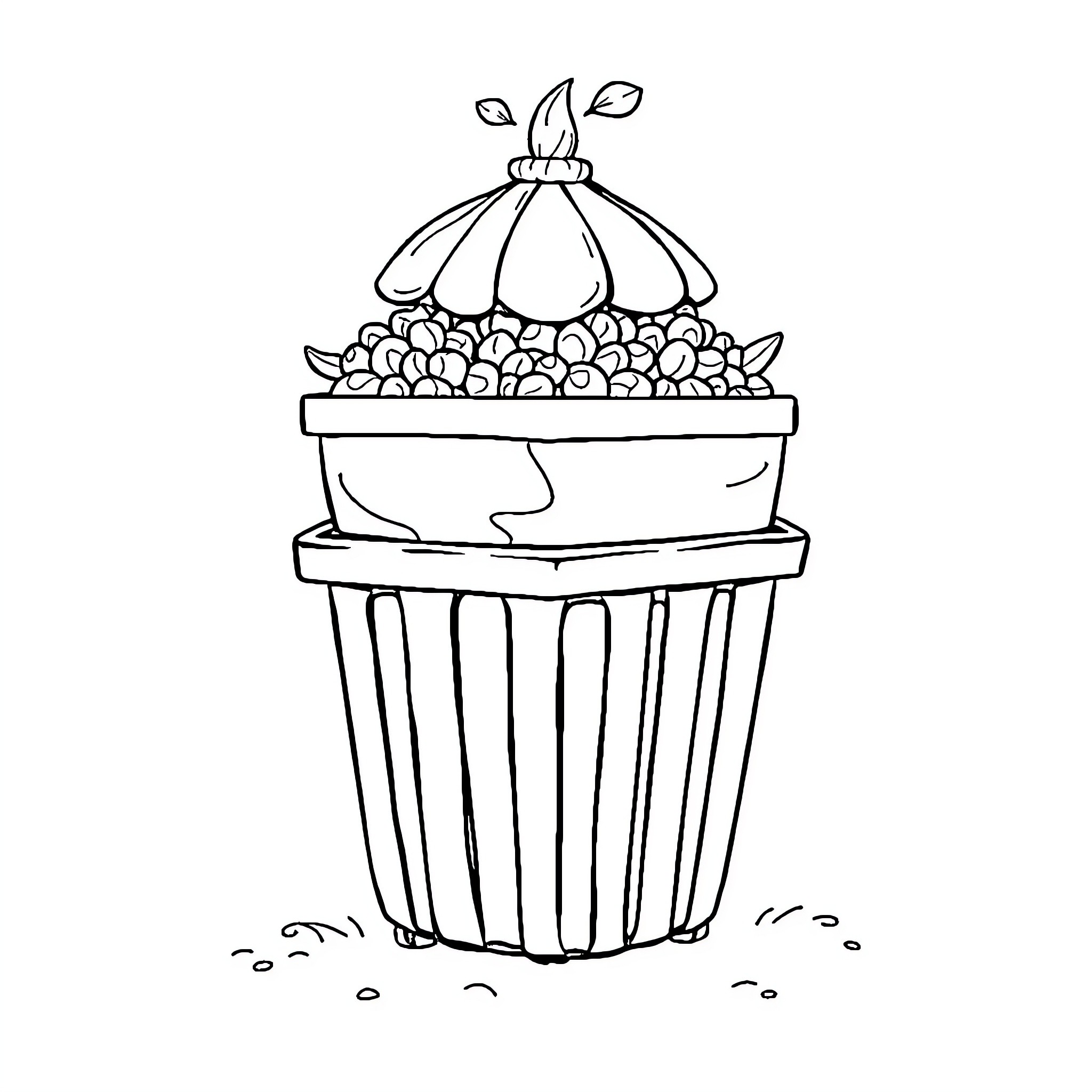 Dumpster filled with discarded items Coloring Page (free black-and-white line drawing printable PDF for all, from beginners to advanced learners, including children, teens, adults, and seniors)