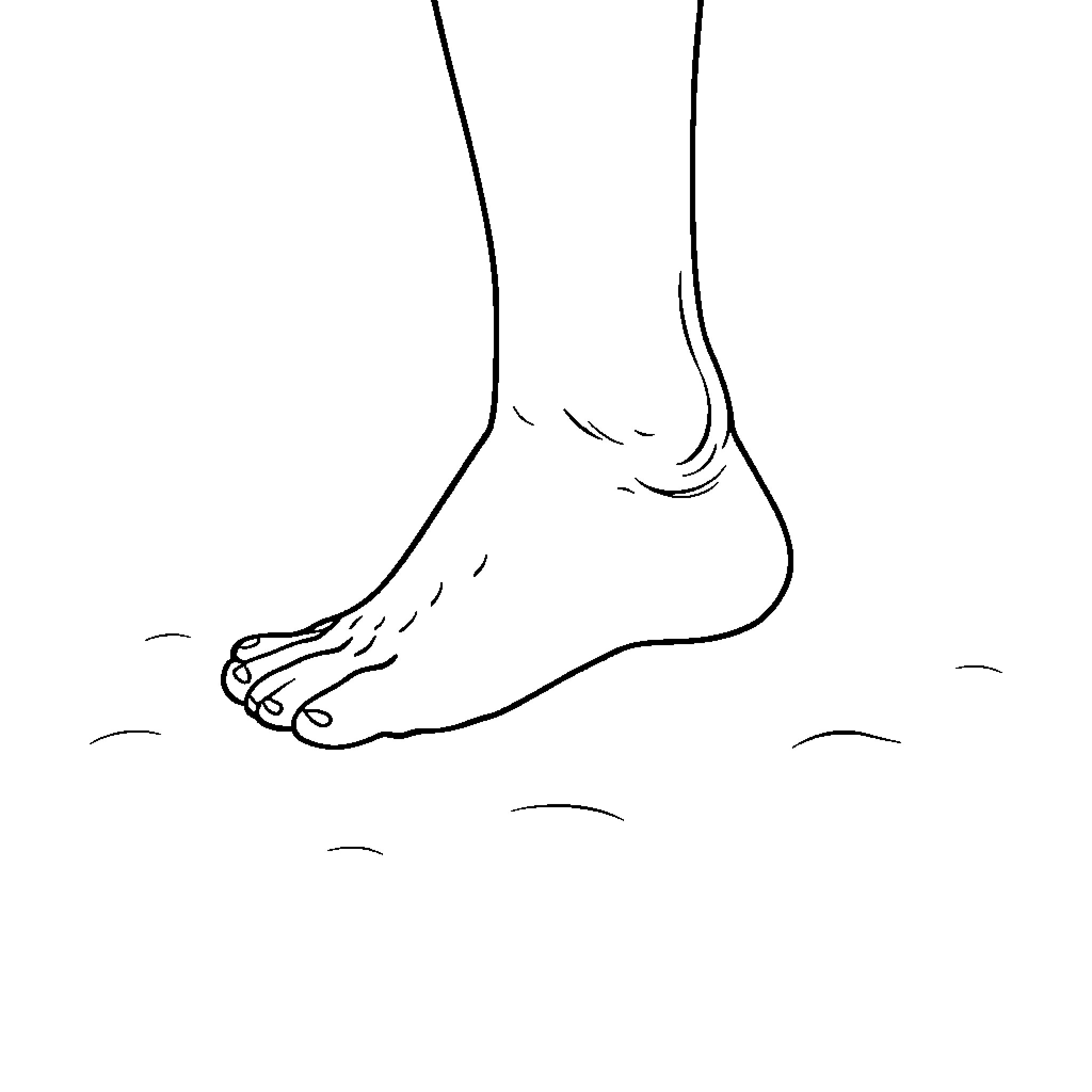 Foot walking on clouds Coloring Page (free black-and-white line drawing printable PDF for all, from beginners to advanced learners, including children, teens, adults, and seniors)
