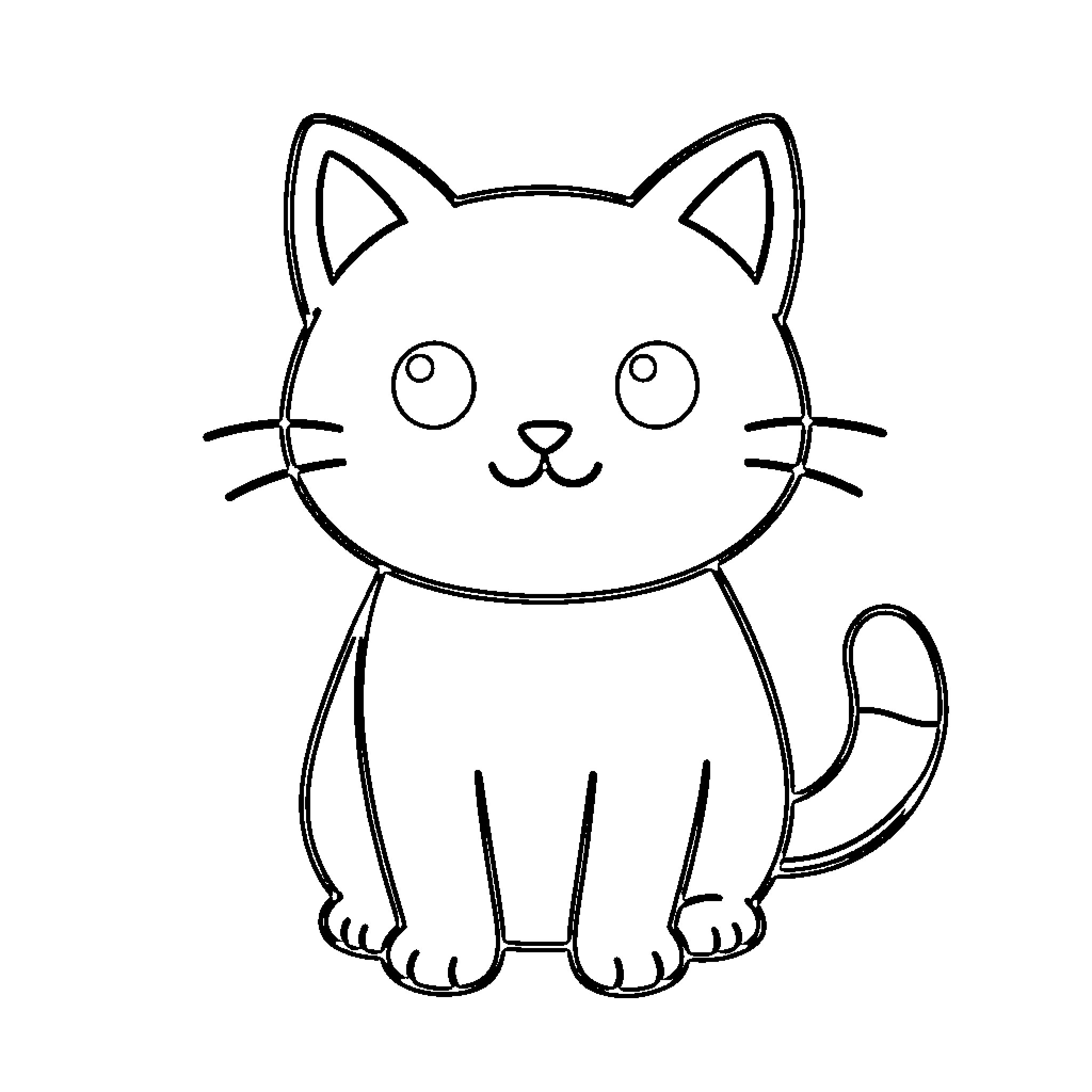 Cat simple line drawing Coloring Page (free black-and-white line drawing printable PDF for all, from beginners to advanced learners, including children, teens, adults, and seniors)