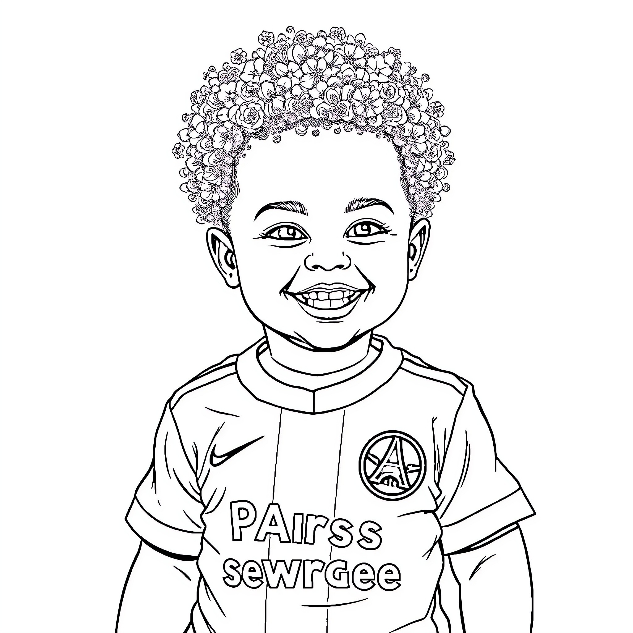 Bebe's Joyful Soccer Adventure Coloring Page (free black-and-white line drawing printable PDF for all, from beginners to advanced learners, including children, teens, adults, and seniors)