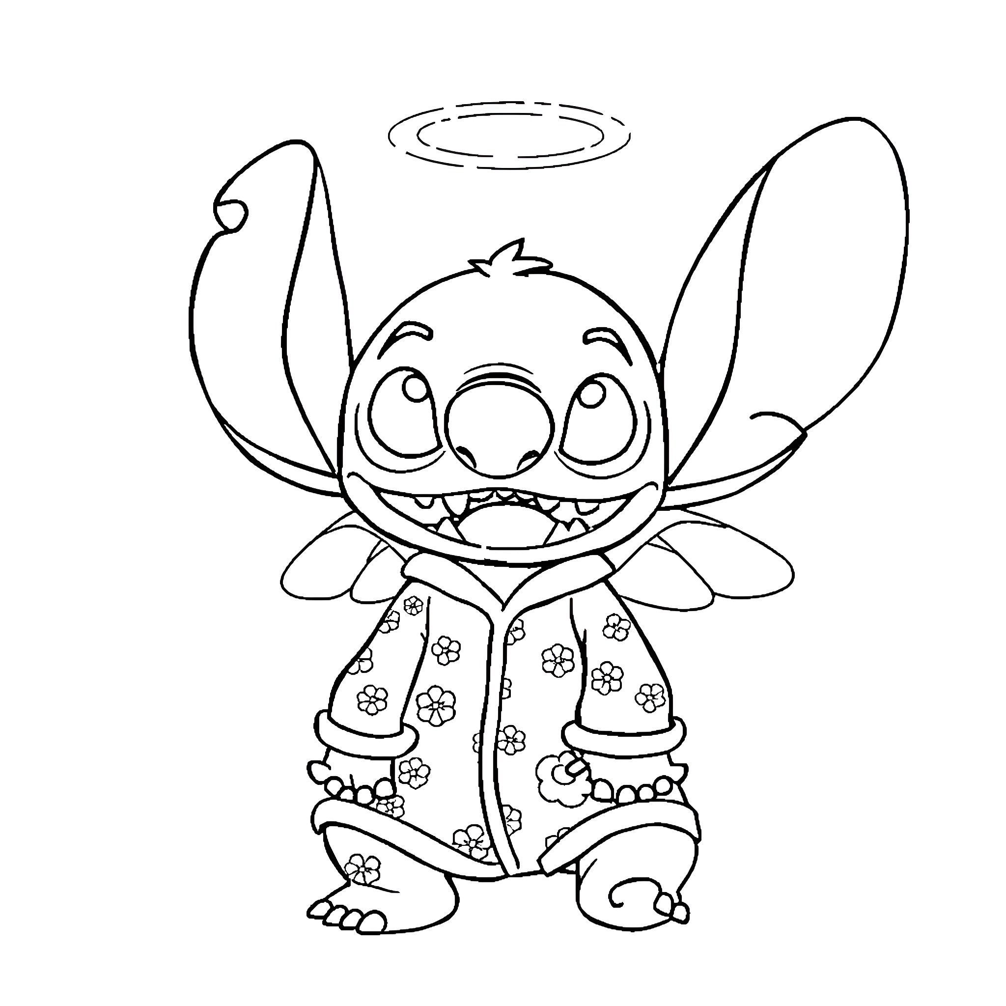 Lilo enjoying a playful and whimsical moment Coloring Page (free black-and-white line drawing printable PDF for all, from beginners to advanced learners, including children, teens, adults, and seniors)