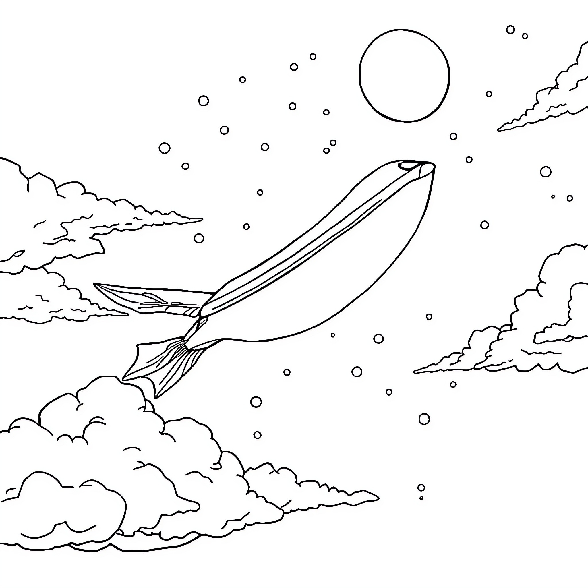 Tetine rocket soaring through the night sky Coloring Page (free black-and-white line drawing printable PDF for all, from beginners to advanced learners, including children, teens, adults, and seniors)