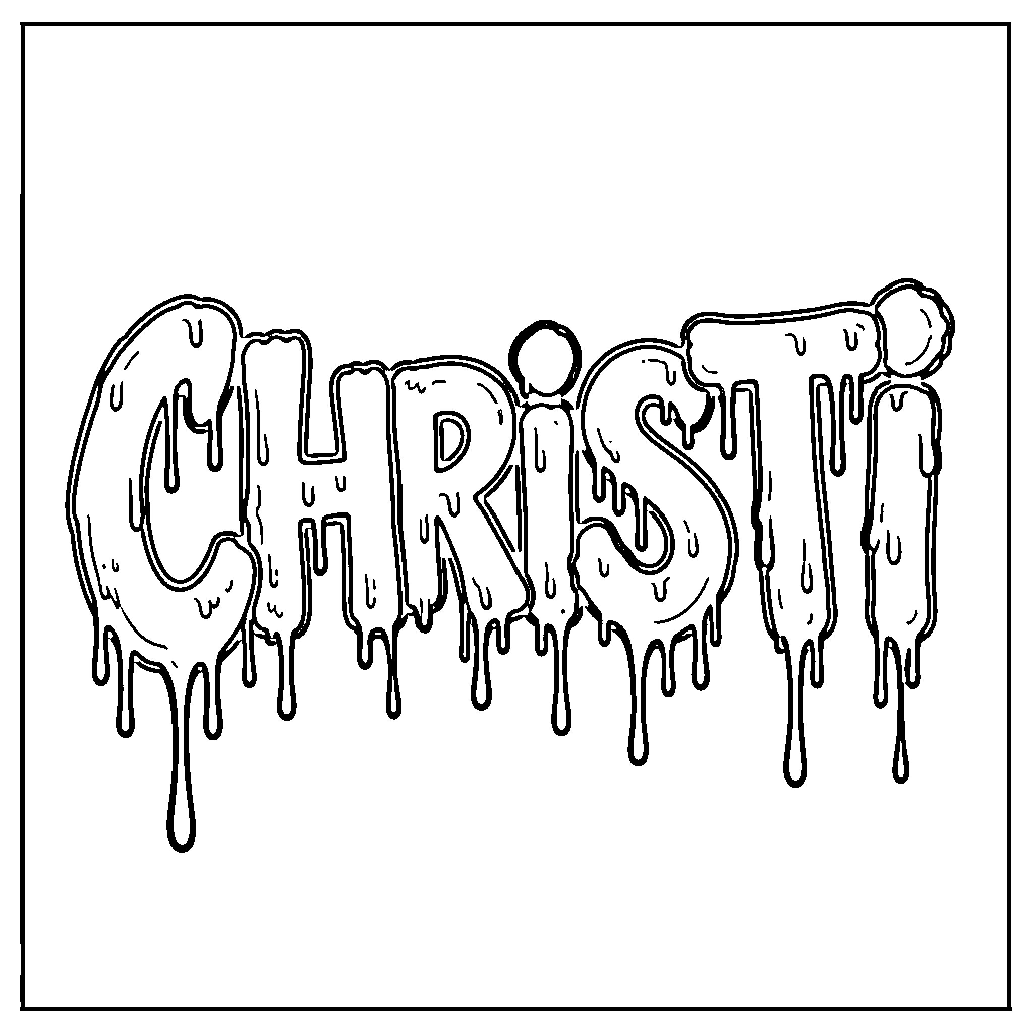 Christi name written in a melting liquid style Coloring Page (free black-and-white line drawing printable PDF for all, from beginners to advanced learners, including children, teens, adults, and seniors)