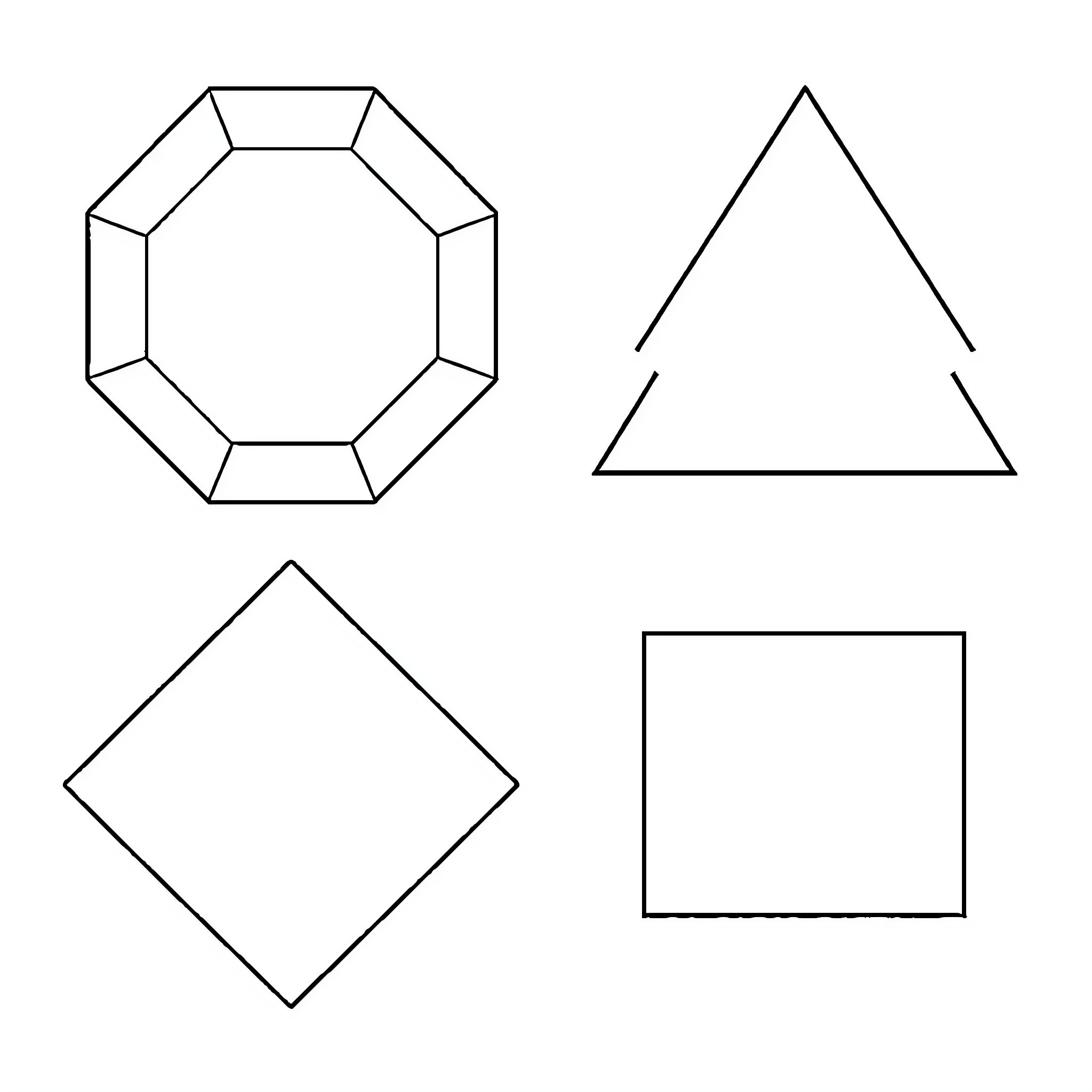 Shape geometric forms Coloring Page (free black-and-white line drawing printable PDF for all, from beginners to advanced learners, including children, teens, adults, and seniors)