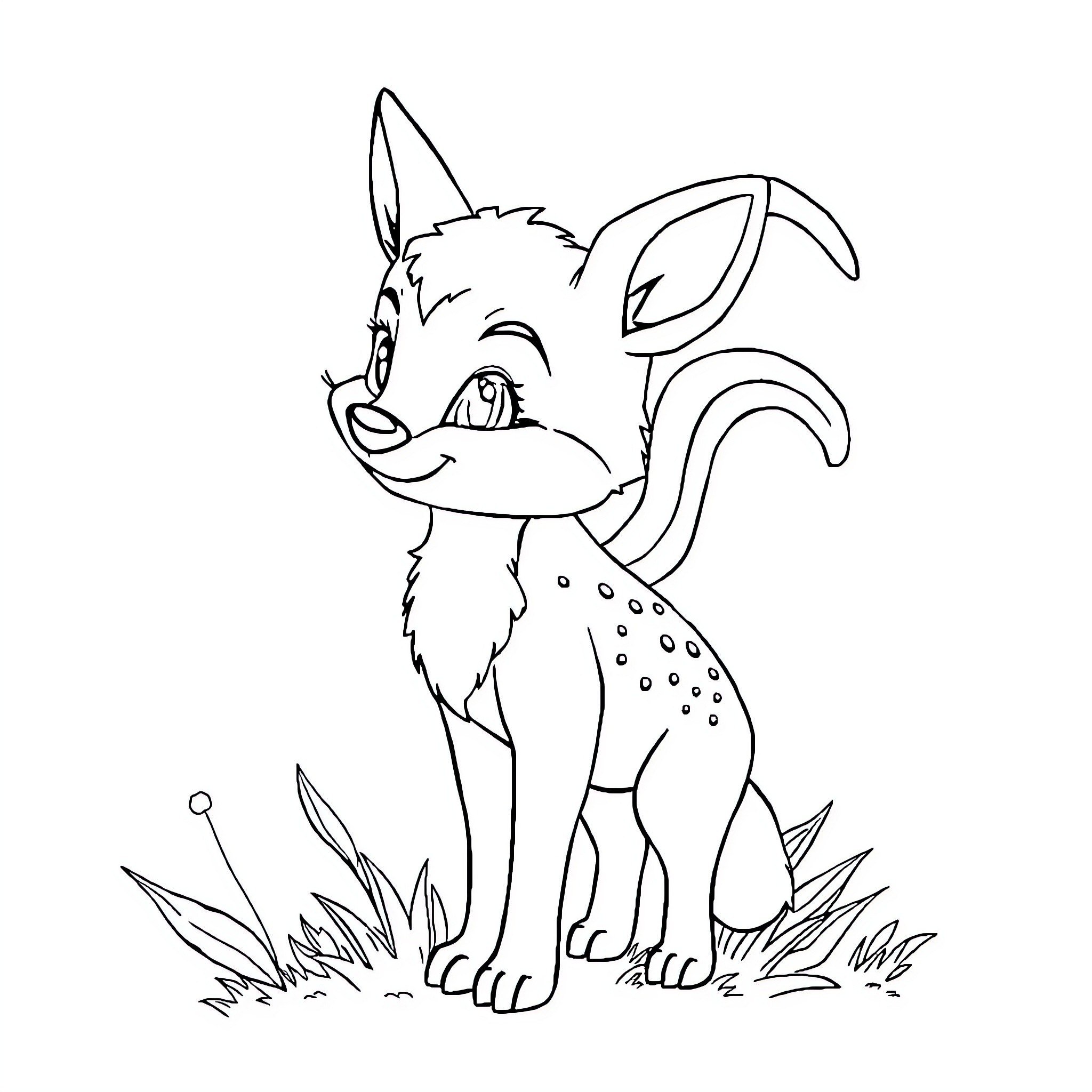 Schoolboy fox playing in the forest Coloring Page (free black-and-white line drawing printable PDF for all, from beginners to advanced learners, including children, teens, adults, and seniors)