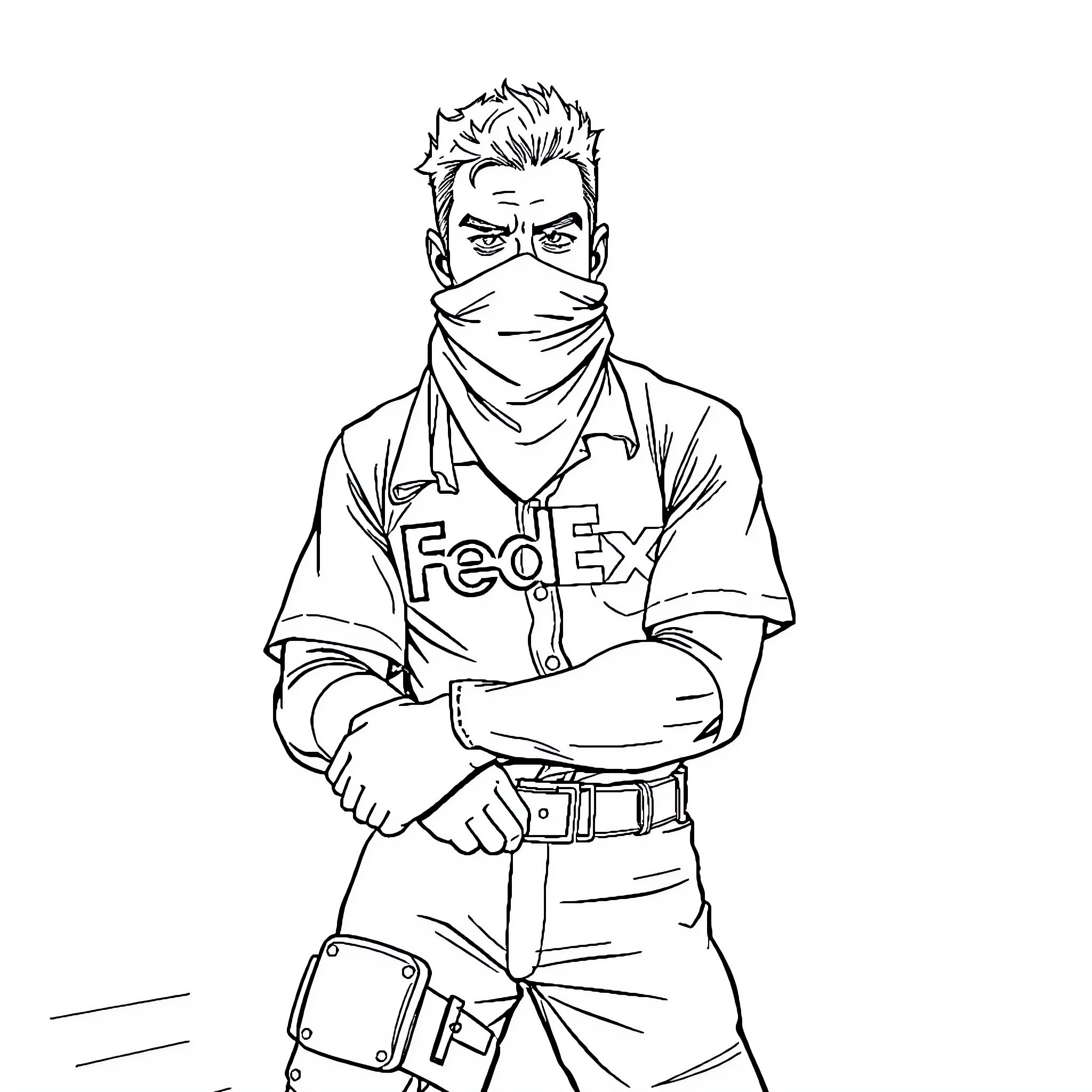 Mechanic in Uniform Working Diligently Coloring Page (free black-and-white line drawing printable PDF for all, from beginners to advanced learners, including children, teens, adults, and seniors)