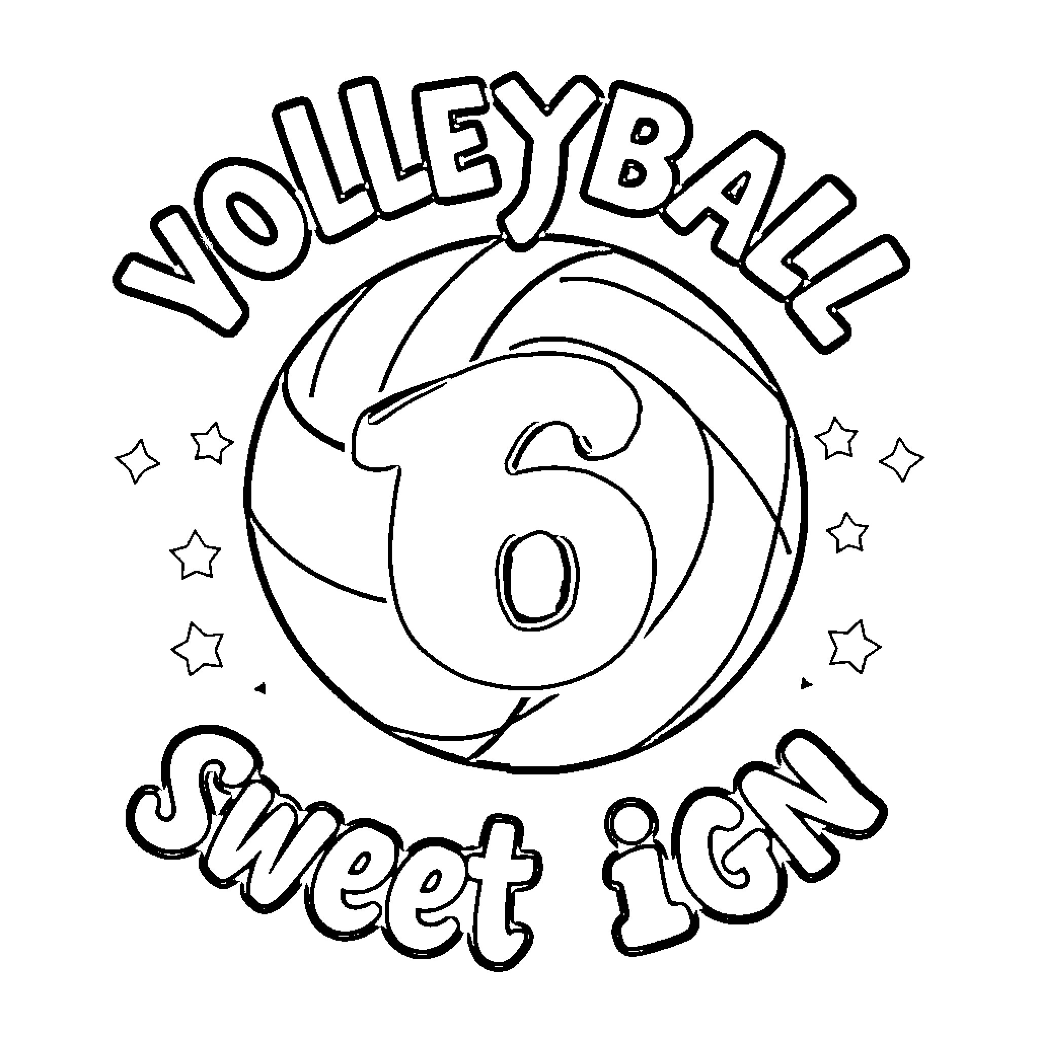 Volleyball Sweet Sixteen Tournament Coloring Page (free black-and-white line drawing printable PDF for all, from beginners to advanced learners, including children, teens, adults, and seniors)
