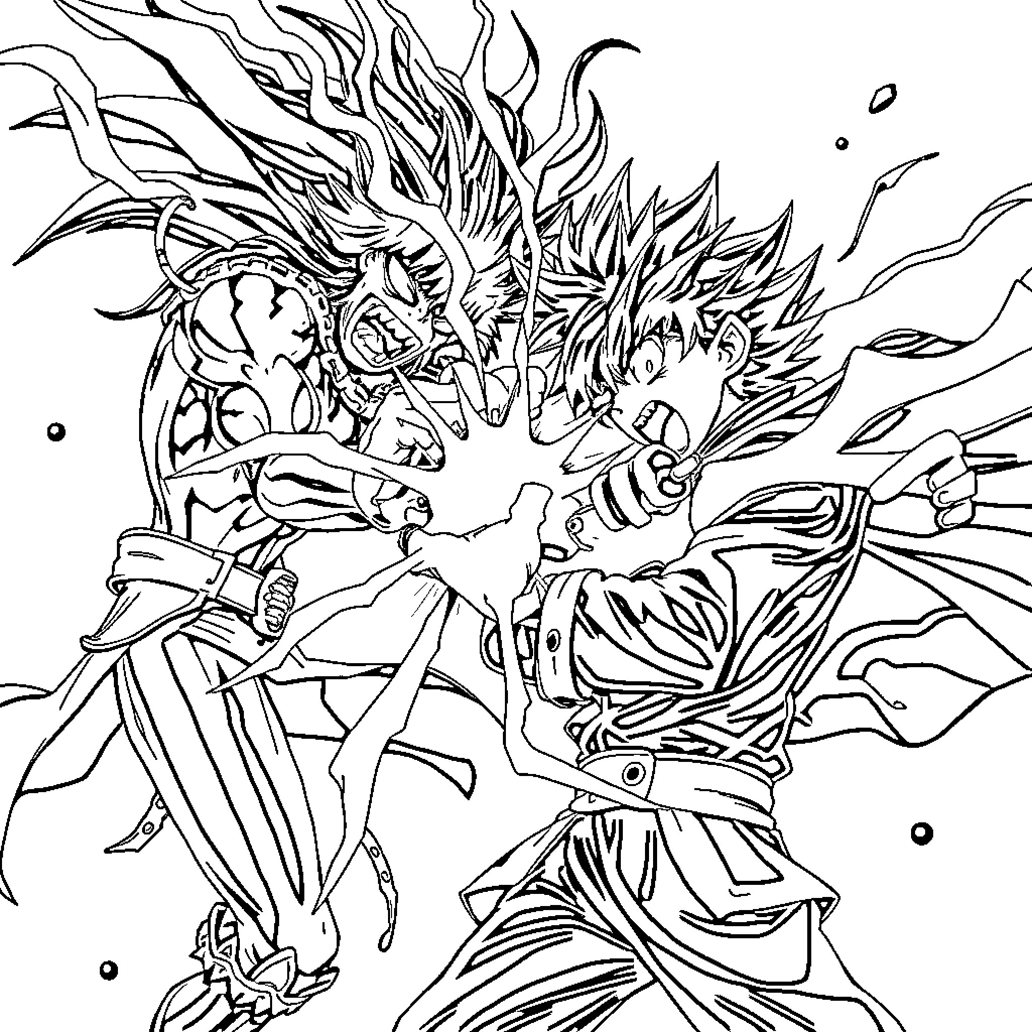 Asta's Intense Battle Against a Formidable Foe Coloring Page (free black-and-white line drawing printable PDF for all, from beginners to advanced learners, including children, teens, adults, and seniors)