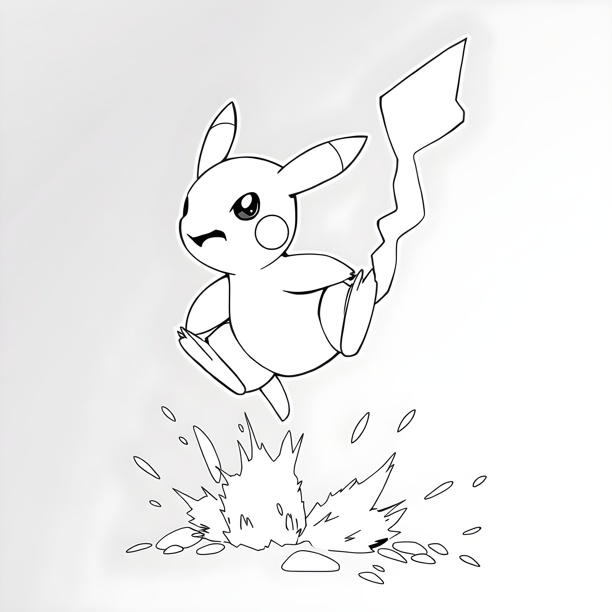 Starter Pokemon using electric attack Coloring Page (free black-and-white line drawing printable PDF for all, from beginners to advanced learners, including children, teens, adults, and seniors)