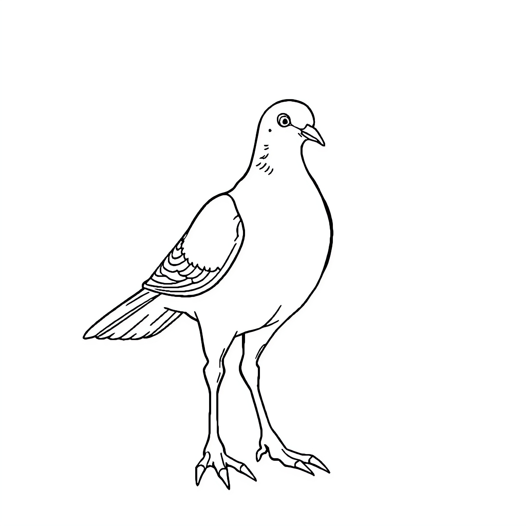 Paloma the Curious Dove Coloring Page (free black-and-white line drawing printable PDF for all, from beginners to advanced learners, including children, teens, adults, and seniors)
