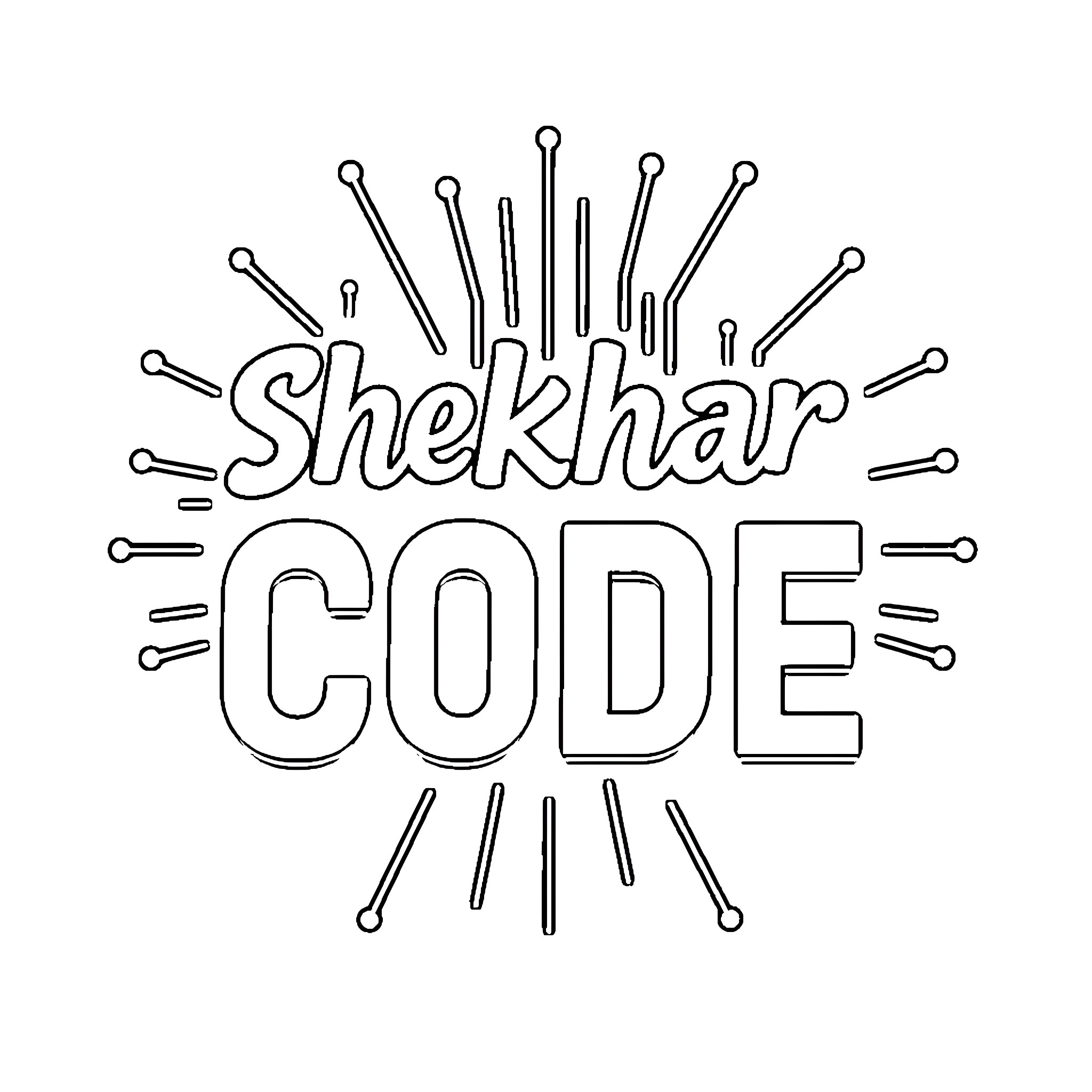 Shekhar's Creative Coding Design Coloring Page (free black-and-white line drawing printable PDF for all, from beginners to advanced learners, including children, teens, adults, and seniors)