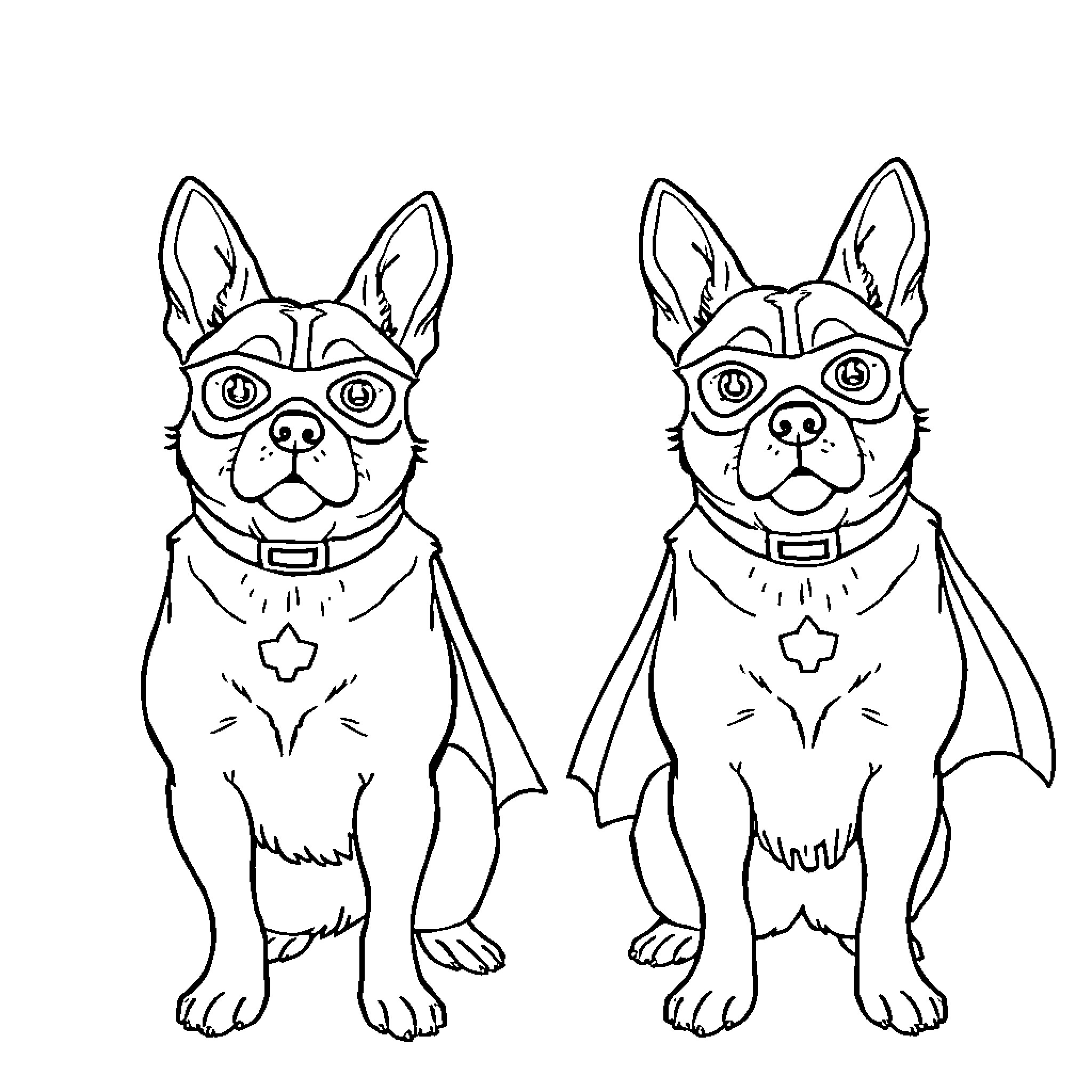 Dachshunds wearing stylish sunglasses Coloring Page (free black-and-white line drawing printable PDF for all, from beginners to advanced learners, including children, teens, adults, and seniors)