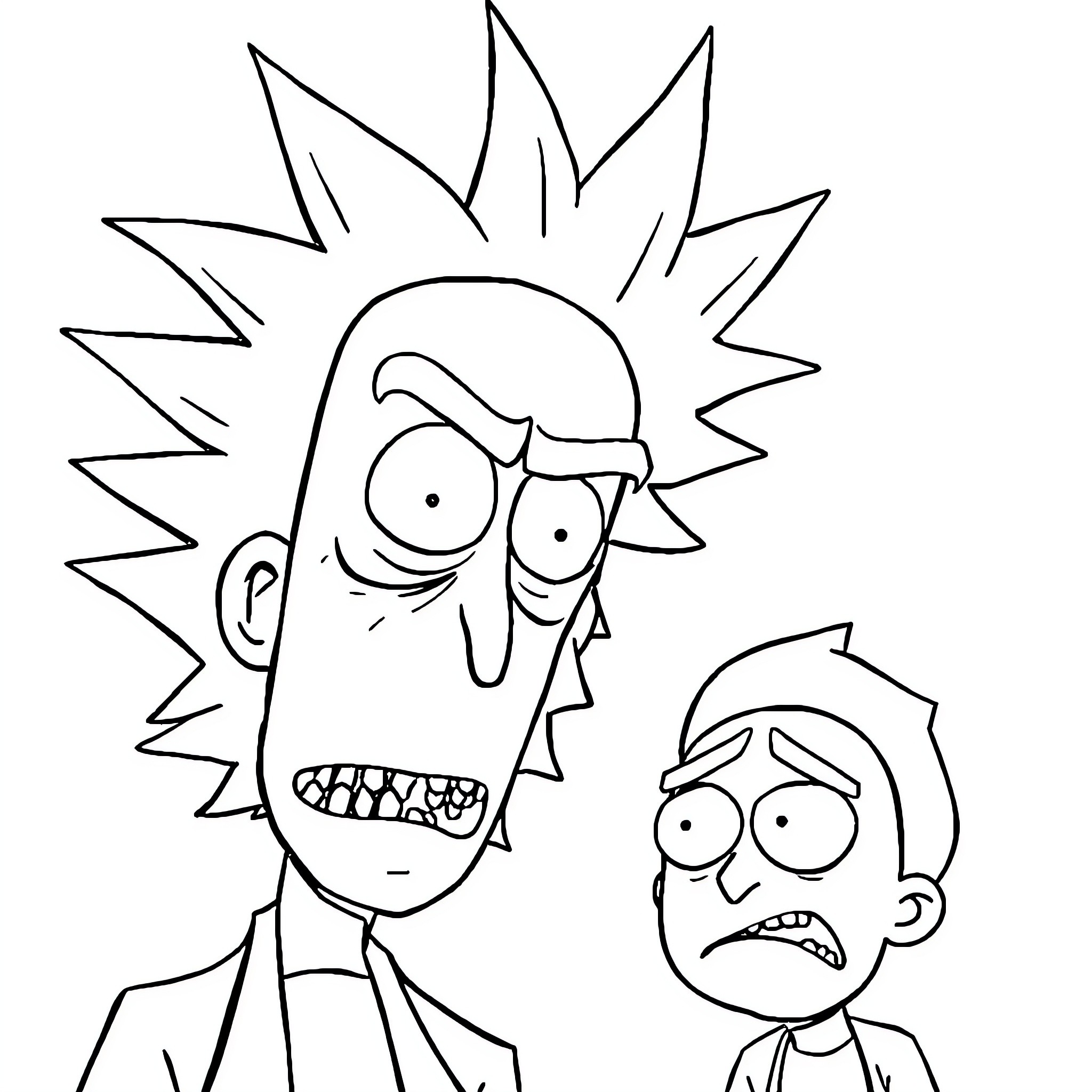 Rick's wild and wacky expressions with a companion Coloring Page (free black-and-white line drawing printable PDF for all, from beginners to advanced learners, including children, teens, adults, and seniors)