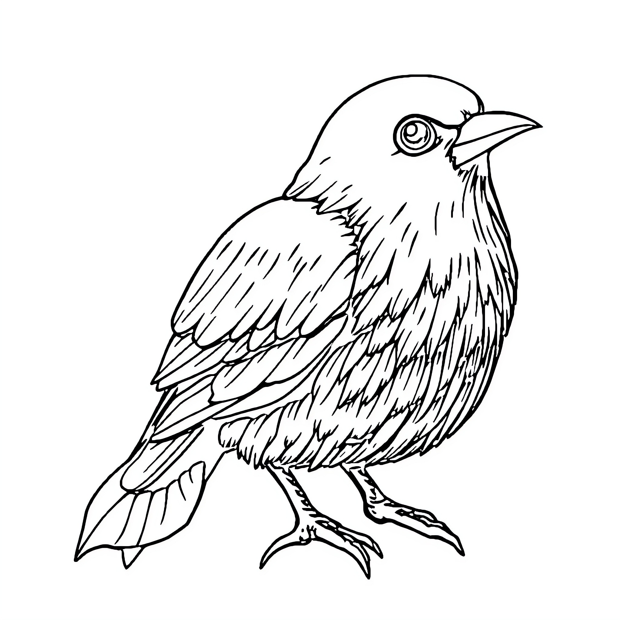 Fruit Sketch of a Curious Bird Coloring Page (free black-and-white line drawing printable PDF for all, from beginners to advanced learners, including children, teens, adults, and seniors)