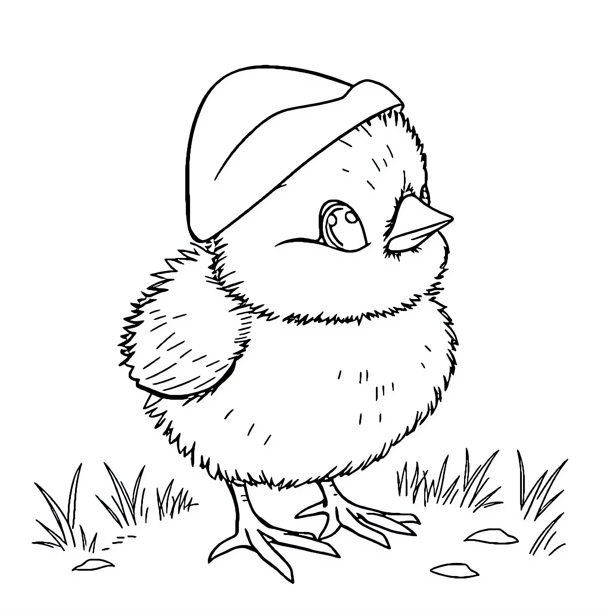 Calimero the curious chick exploring the outdoors Coloring Page (free black-and-white line drawing printable PDF for all, from beginners to advanced learners, including children, teens, adults, and seniors)