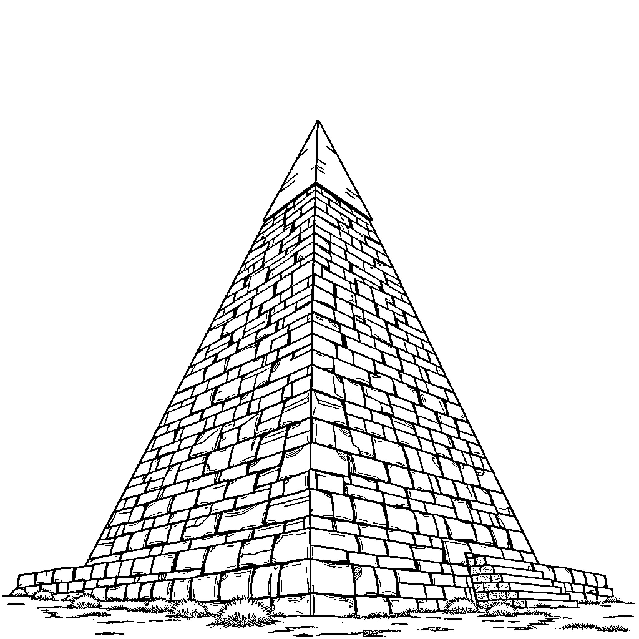 Pyramid of ancient architectural wonder Coloring Page (free black-and-white line drawing printable PDF for all, from beginners to advanced learners, including children, teens, adults, and seniors)