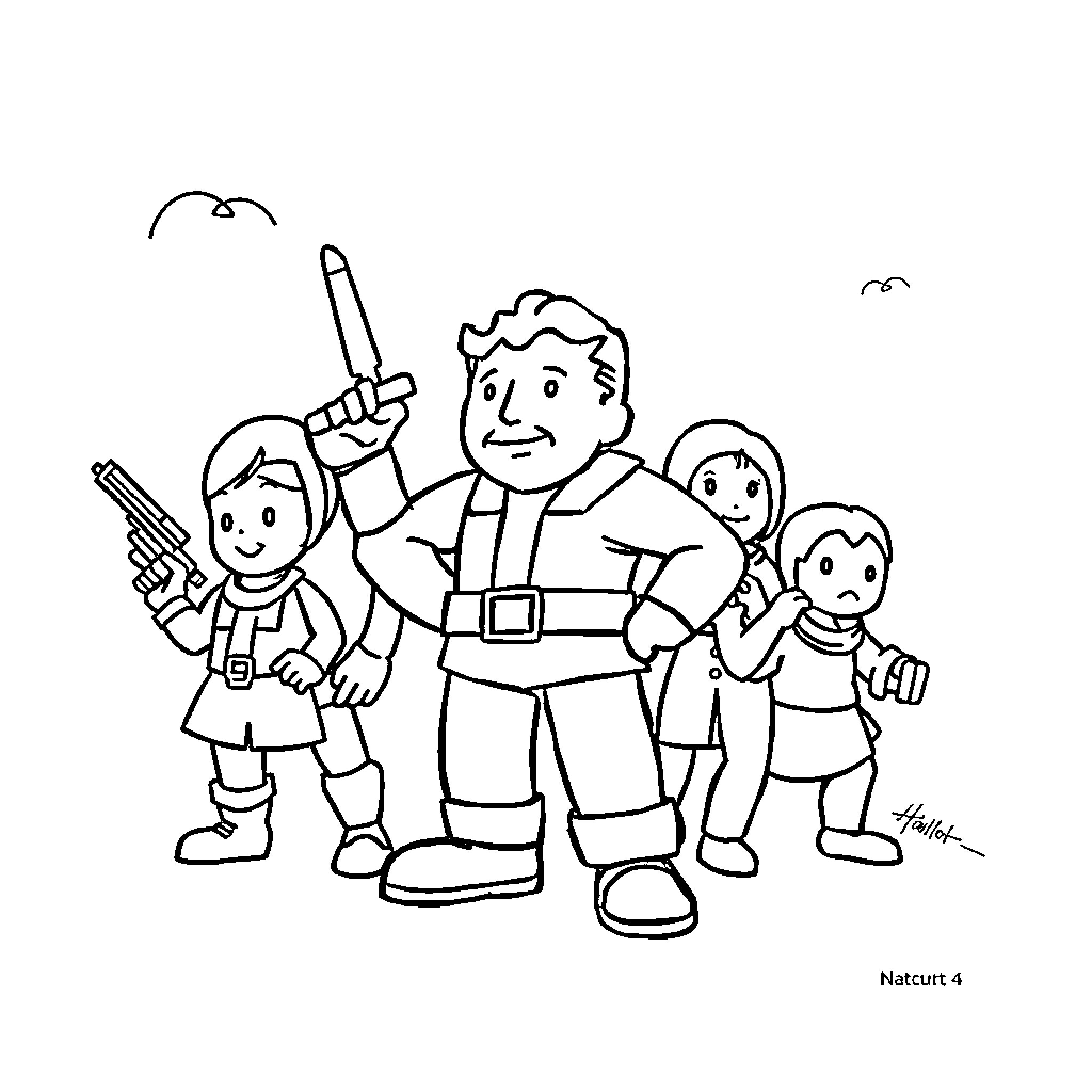 Math-themed adventurous characters exploring the outdoors Coloring Page (free black-and-white line drawing printable PDF for all, from beginners to advanced learners, including children, teens, adults, and seniors)