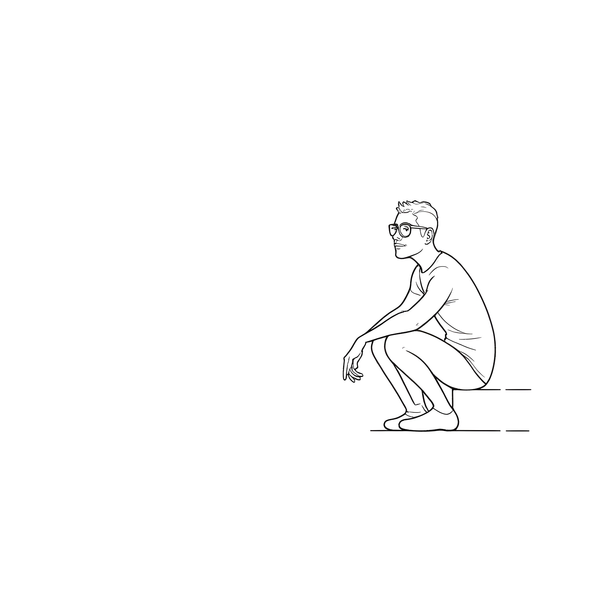 Alexander Siamatas in thoughtful pose Coloring Page (free black-and-white line drawing printable PDF for all, from beginners to advanced learners, including children, teens, adults, and seniors)