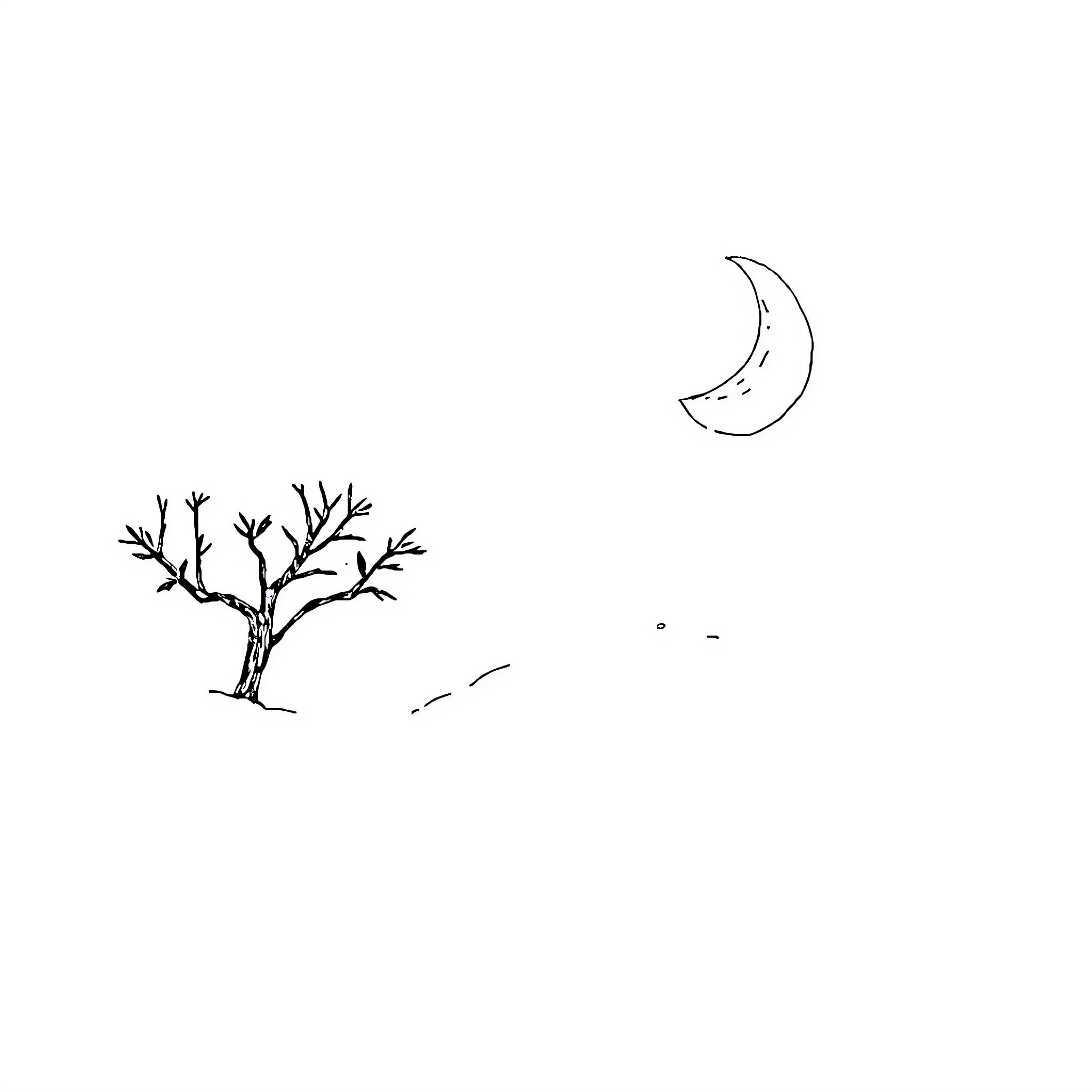 Haveli under the Crescent Moon Coloring Page (free black-and-white line drawing printable PDF for all, from beginners to advanced learners, including children, teens, adults, and seniors)