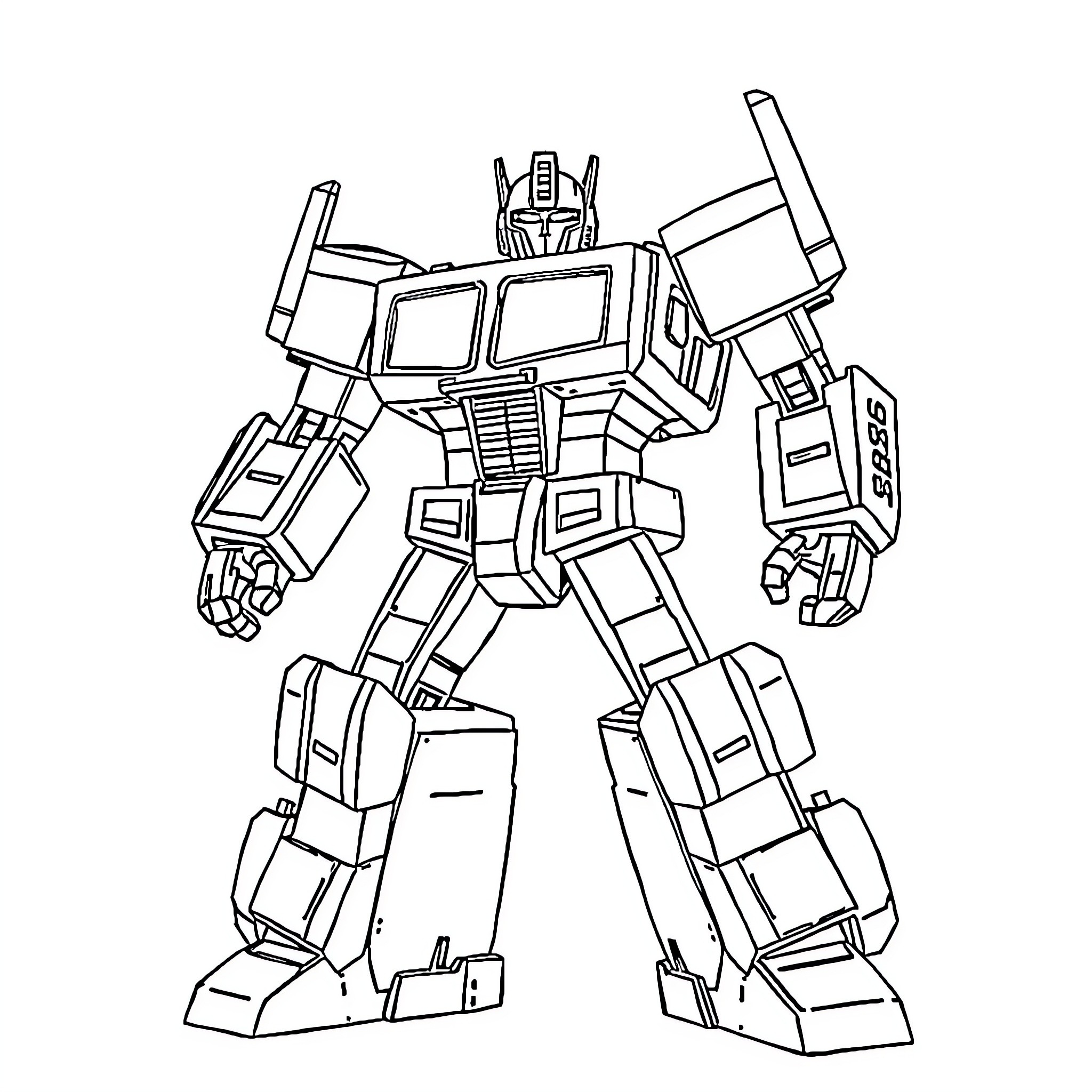 Transformer robot in action pose Coloring Page (free black-and-white line drawing printable PDF for all, from beginners to advanced learners, including children, teens, adults, and seniors)