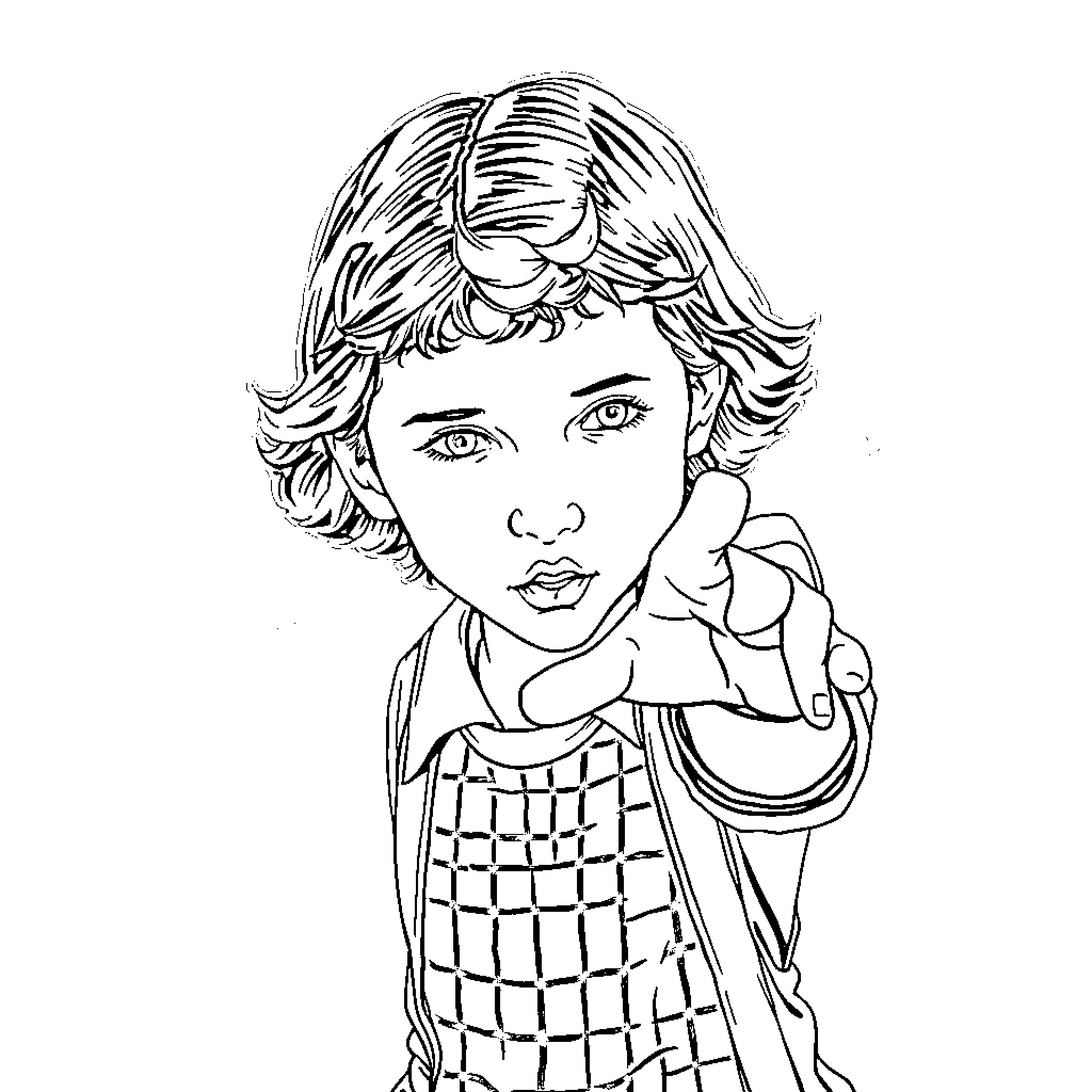 Eleven's Cheerful Imagination Coloring Page (free black-and-white line drawing printable PDF for all, from beginners to advanced learners, including children, teens, adults, and seniors)