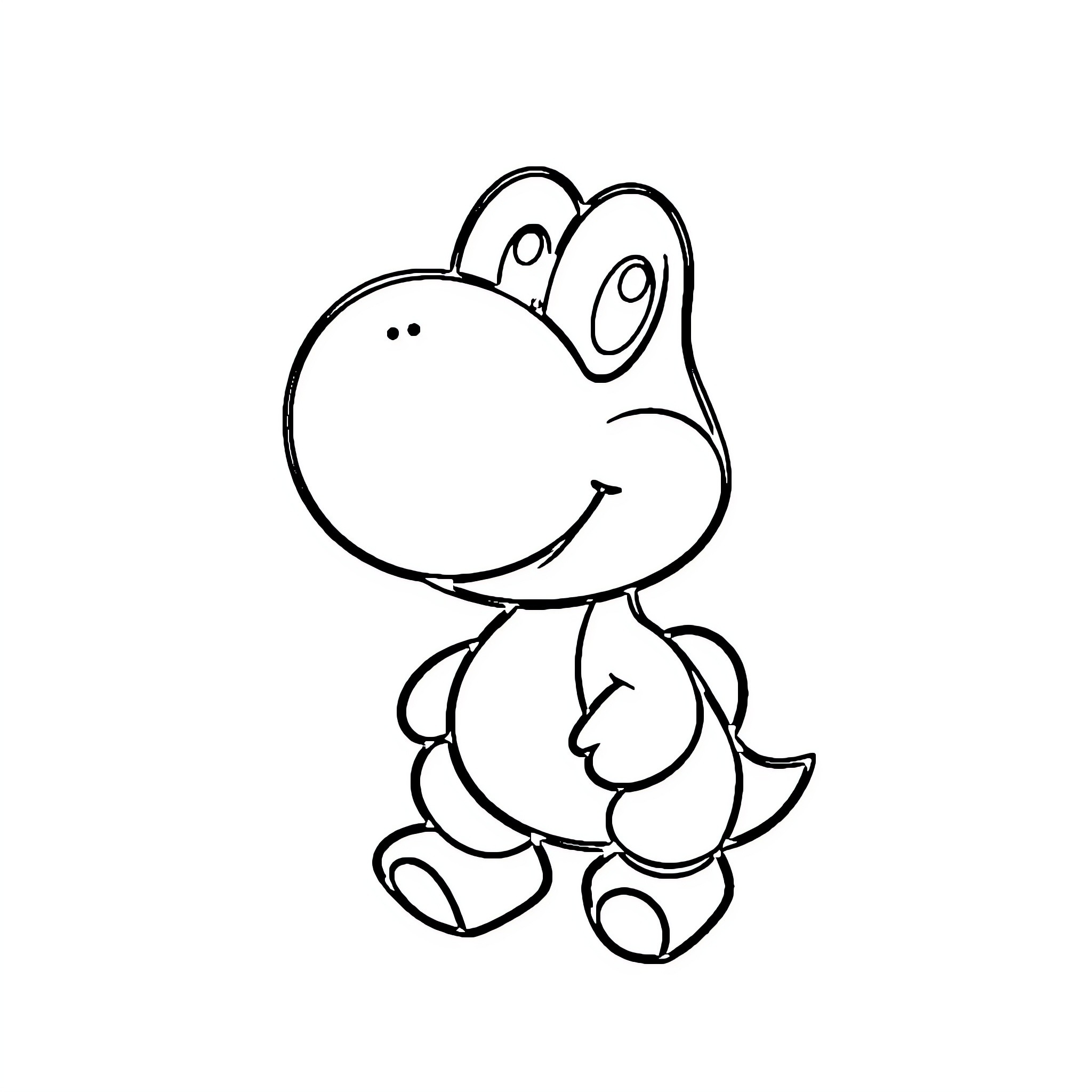 Yoshi the cute and friendly dinosaur Coloring Page (free black-and-white line drawing printable PDF for all, from beginners to advanced learners, including children, teens, adults, and seniors)