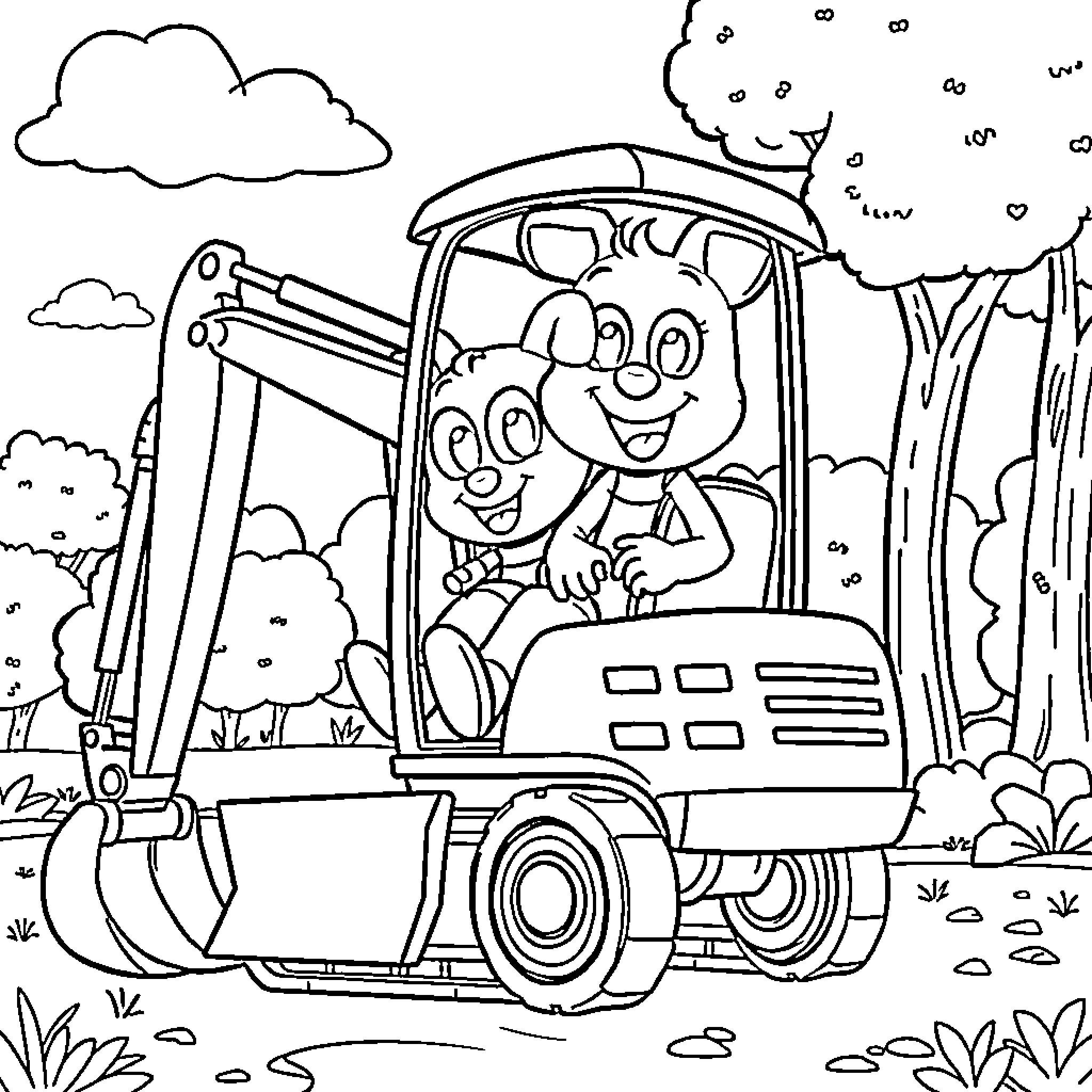 Bluey's Outdoor Adventures with Friends Coloring Page (free black-and-white line drawing printable PDF for all, from beginners to advanced learners, including children, teens, adults, and seniors)