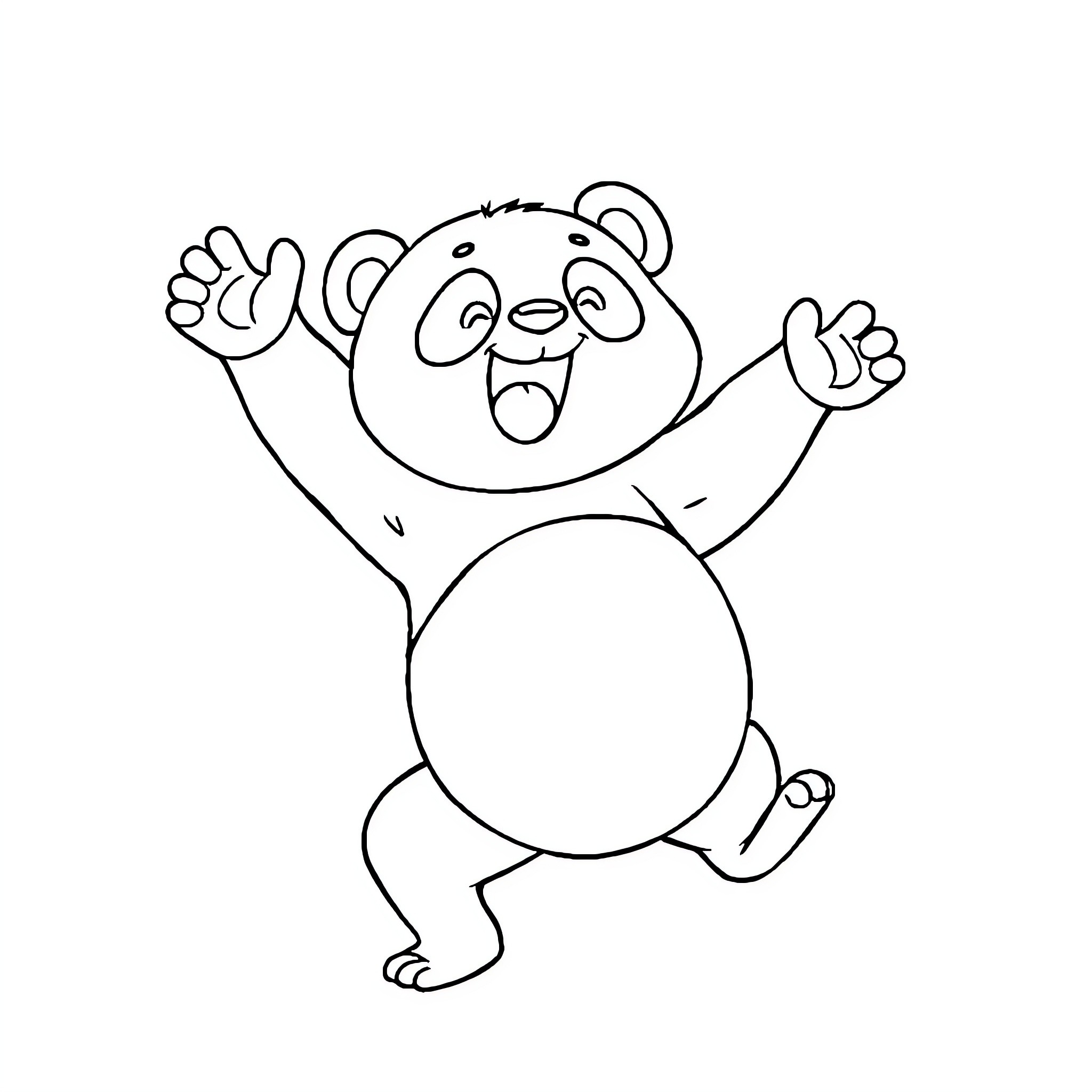 Panda celebrating joyfully Coloring Page (free black-and-white line drawing printable PDF for all, from beginners to advanced learners, including children, teens, adults, and seniors)