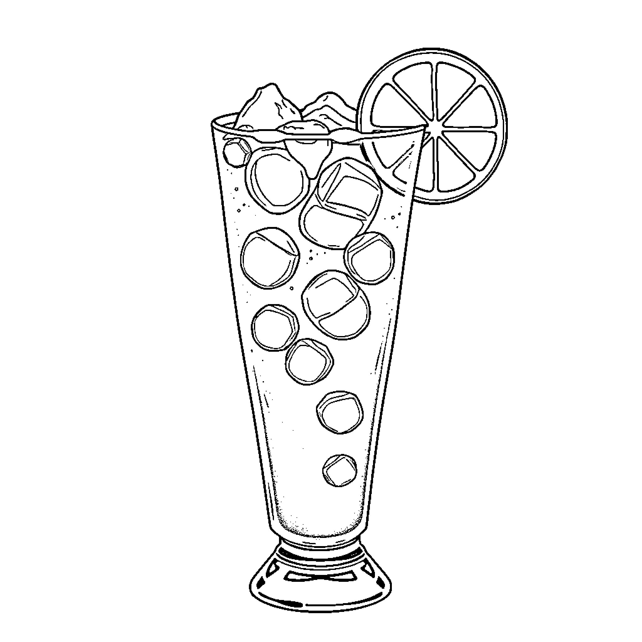 Monster enjoying a refreshing iced beverage Coloring Page (free black-and-white line drawing printable PDF for all, from beginners to advanced learners, including children, teens, adults, and seniors)