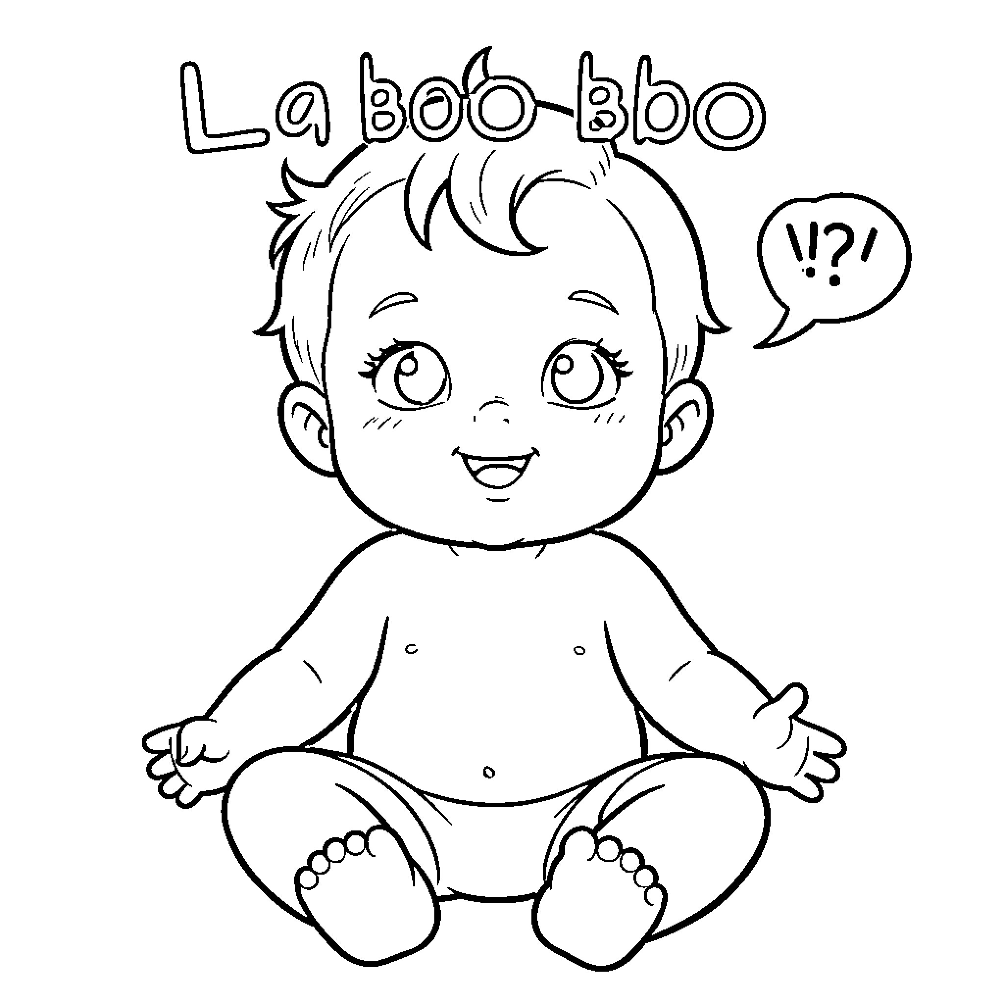 Boo-boo baby expressing joy and excitement Coloring Page (free black-and-white line drawing printable PDF for all, from beginners to advanced learners, including children, teens, adults, and seniors)