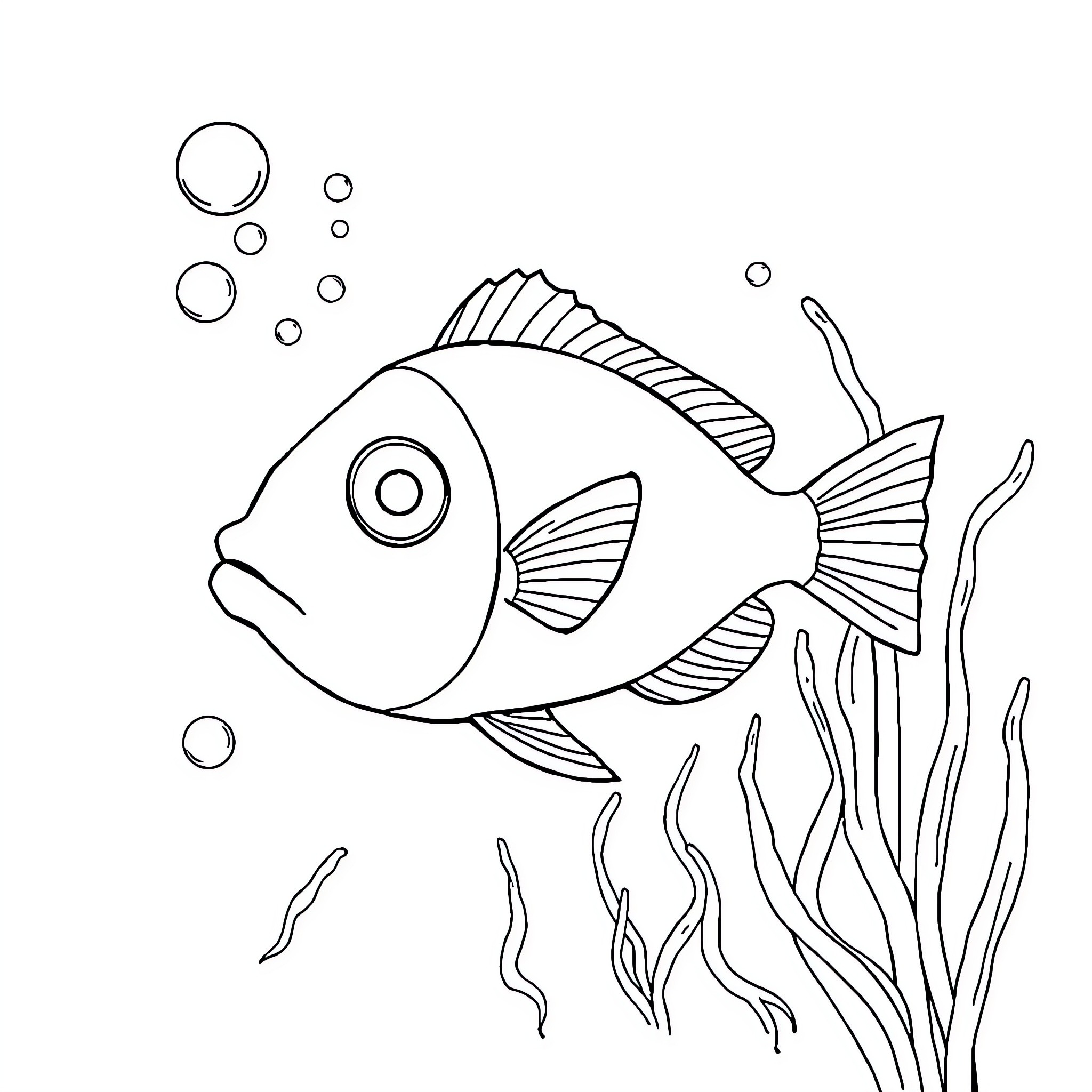 Box Fish swimming in underwater scenery Coloring Page (free black-and-white line drawing printable PDF for all, from beginners to advanced learners, including children, teens, adults, and seniors)