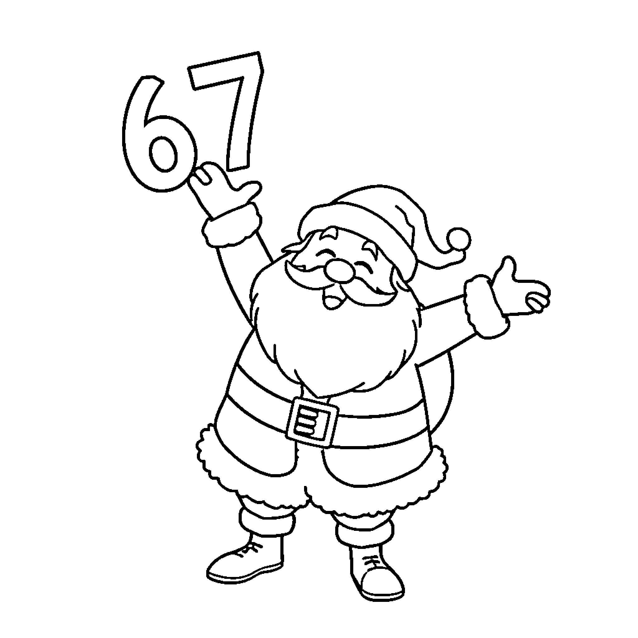 Santa celebrating the holiday with excitement Coloring Page (free black-and-white line drawing printable PDF for all, from beginners to advanced learners, including children, teens, adults, and seniors)