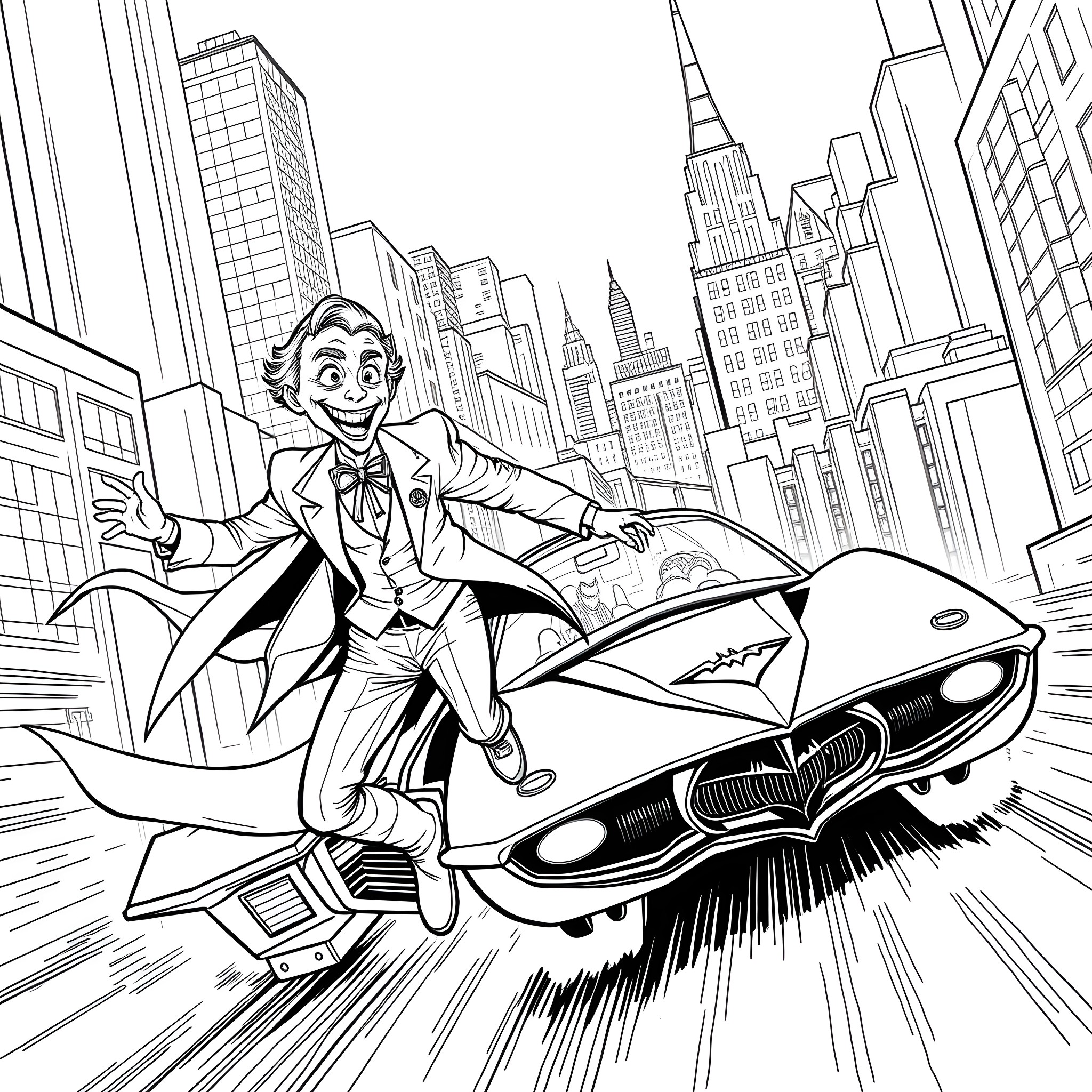 Bluey's Futuristic Adventure in the City Coloring Page (free black-and-white line drawing printable PDF for all, from beginners to advanced learners, including children, teens, adults, and seniors)