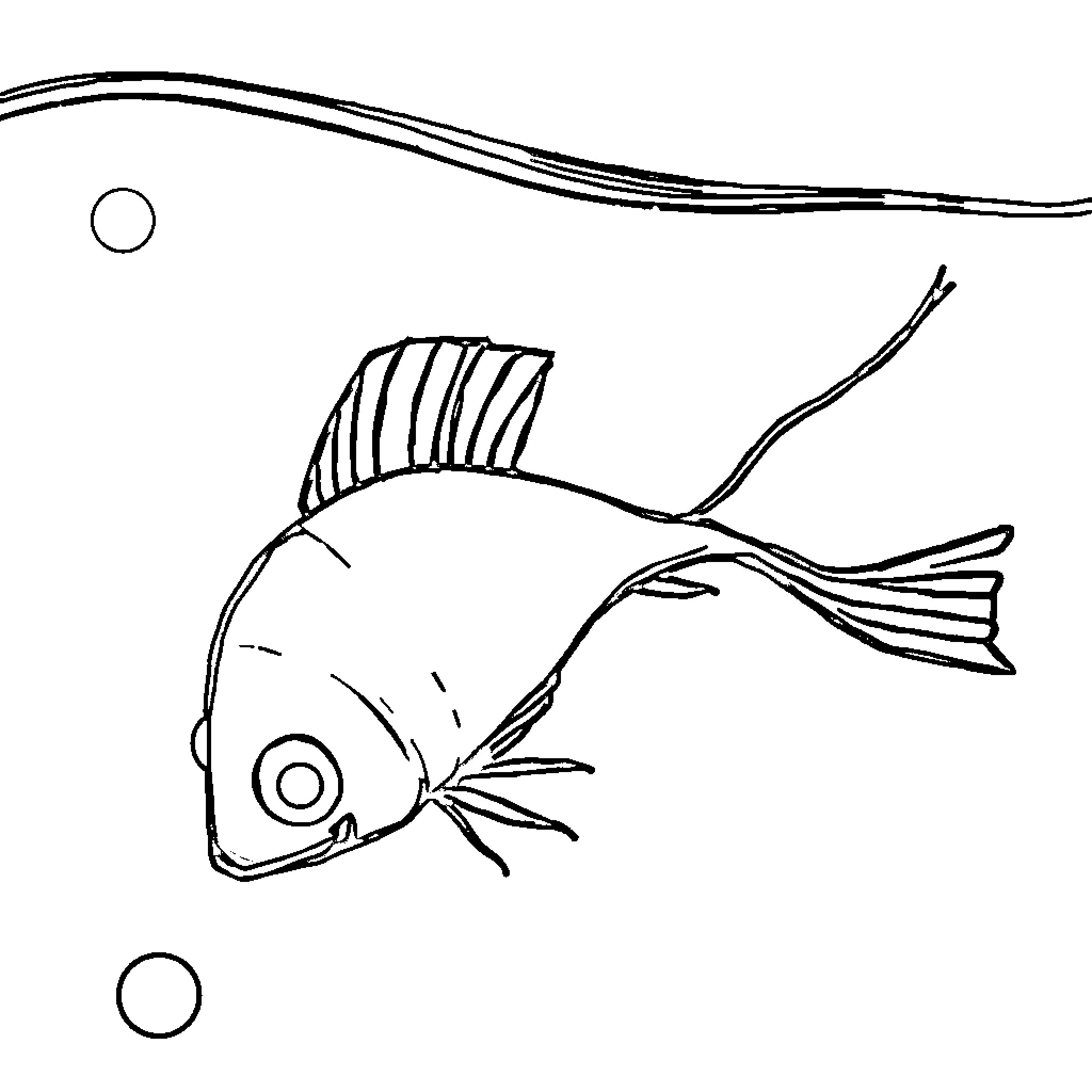 Plankton swimming playfully in the ocean Coloring Page (free black-and-white line drawing printable PDF for all, from beginners to advanced learners, including children, teens, adults, and seniors)