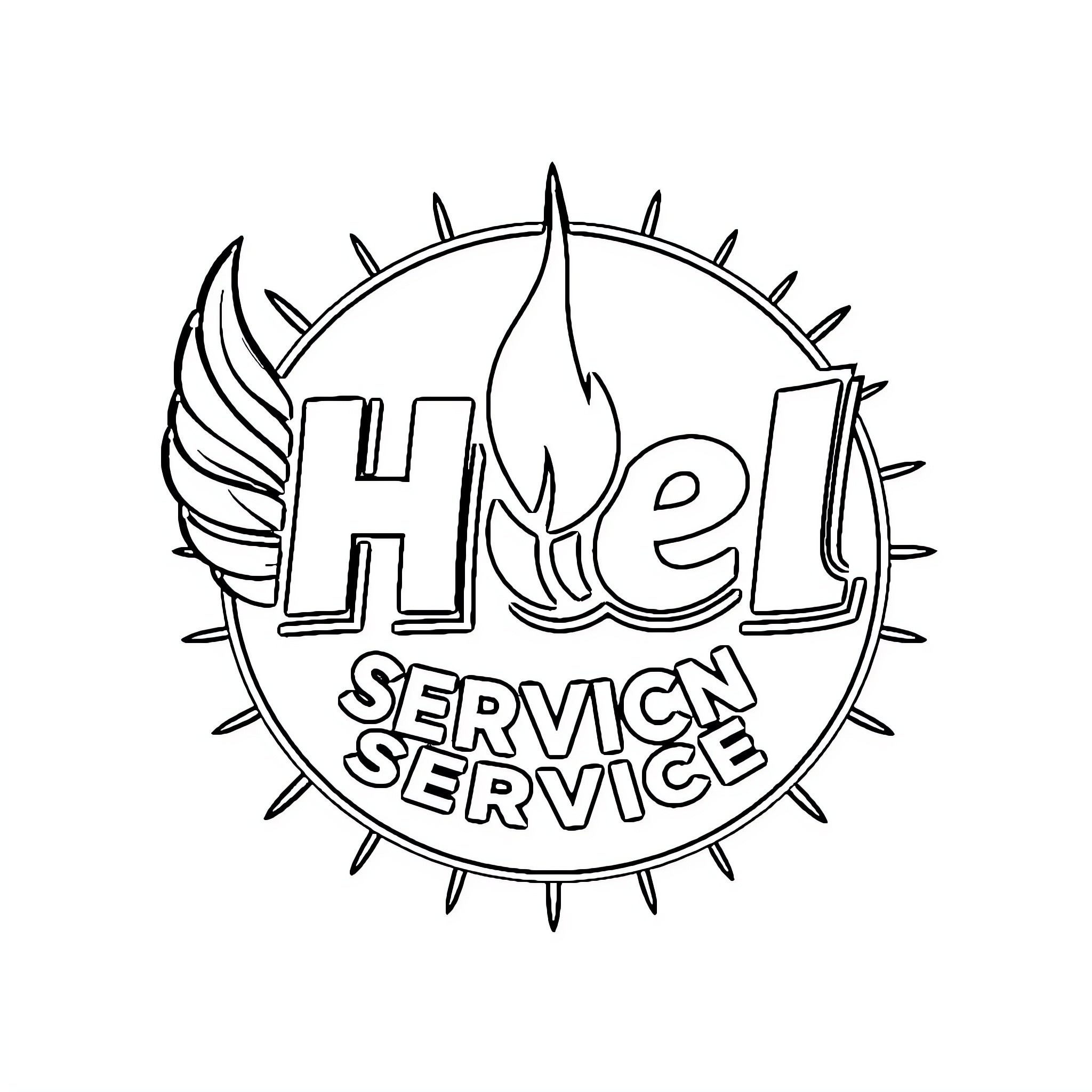 Helpful service with flames Coloring Page (free black-and-white line drawing printable PDF for all, from beginners to advanced learners, including children, teens, adults, and seniors)