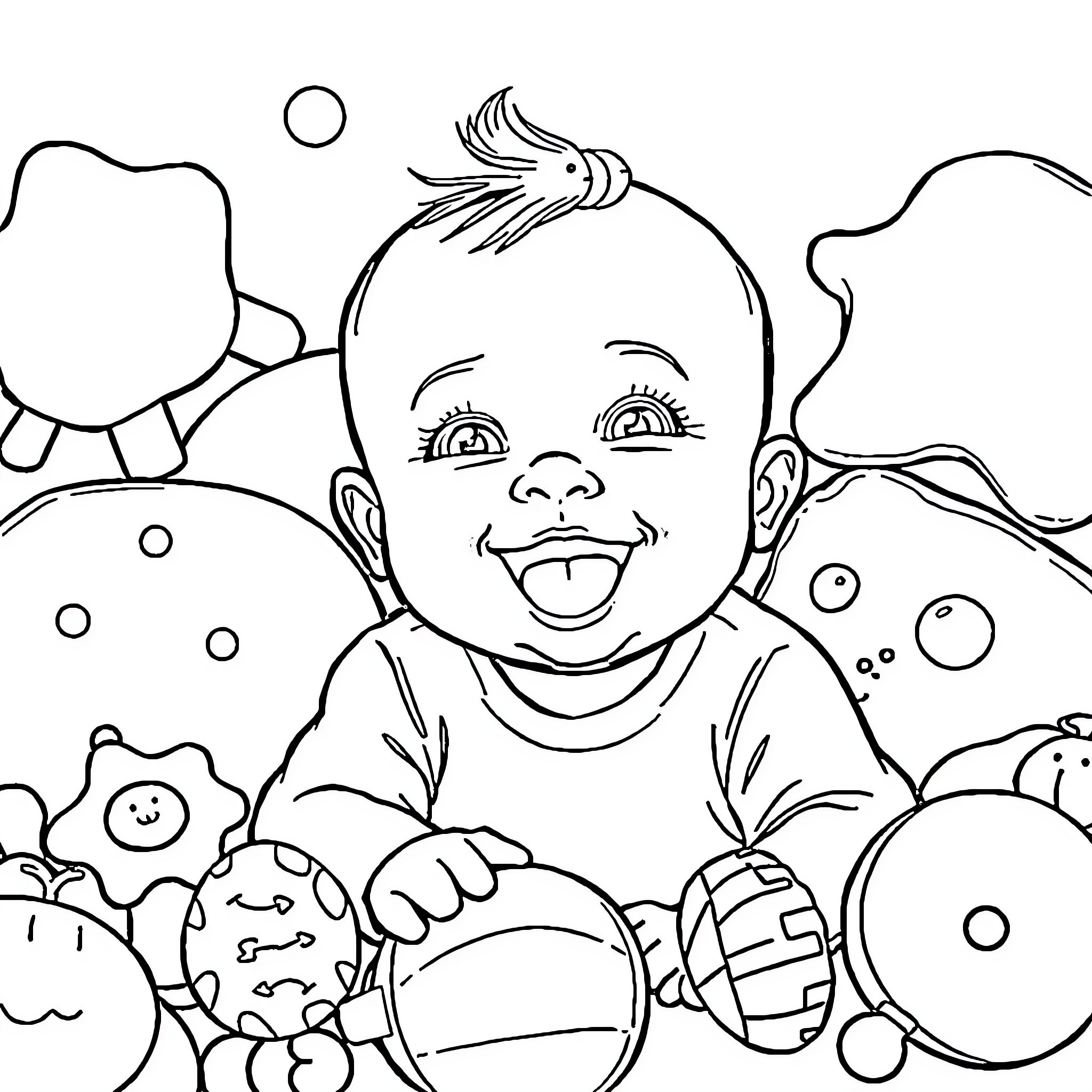 Brainrot: A Joyful Baby's Playful Escape Coloring Page (free black-and-white line drawing printable PDF for all, from beginners to advanced learners, including children, teens, adults, and seniors)