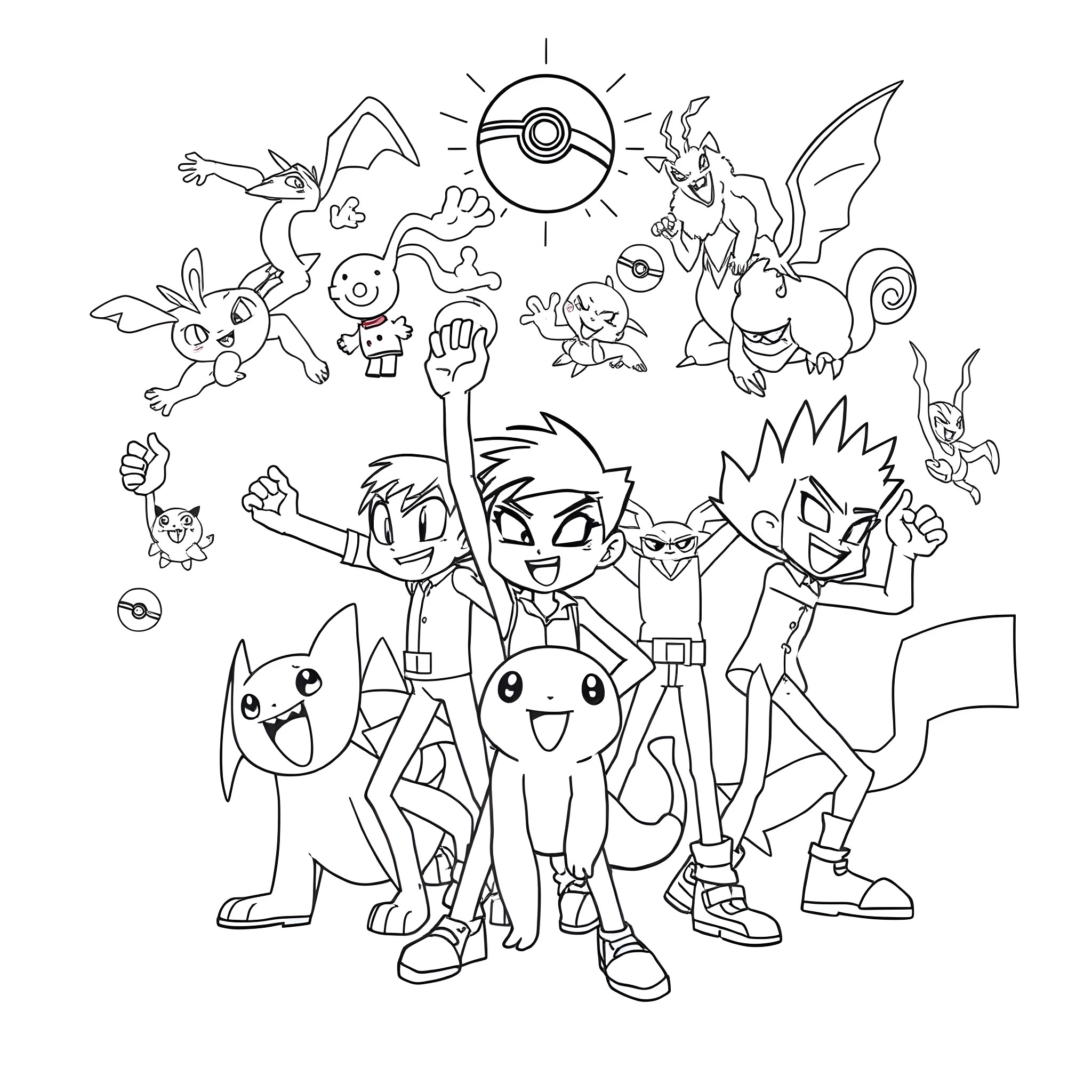 Teen Titans in Animated Adventure Coloring Page (free black-and-white line drawing printable PDF for all, from beginners to advanced learners, including children, teens, adults, and seniors)