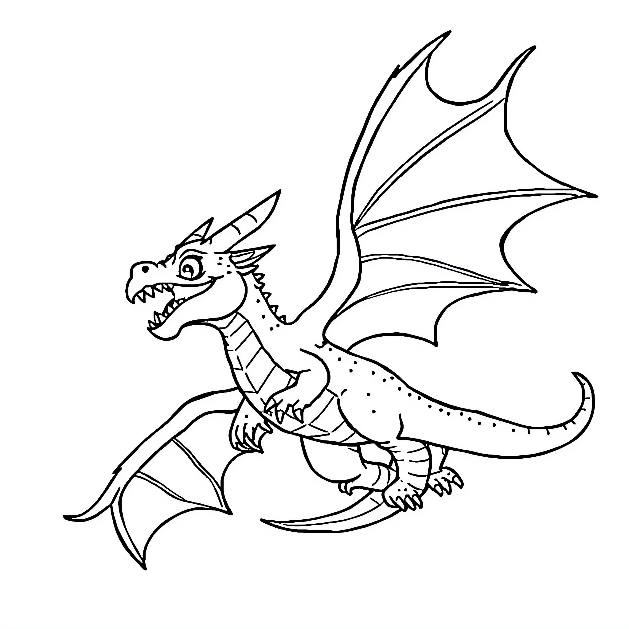 Zog the Playful Dragon Coloring Page (free black-and-white line drawing printable PDF for all, from beginners to advanced learners, including children, teens, adults, and seniors)