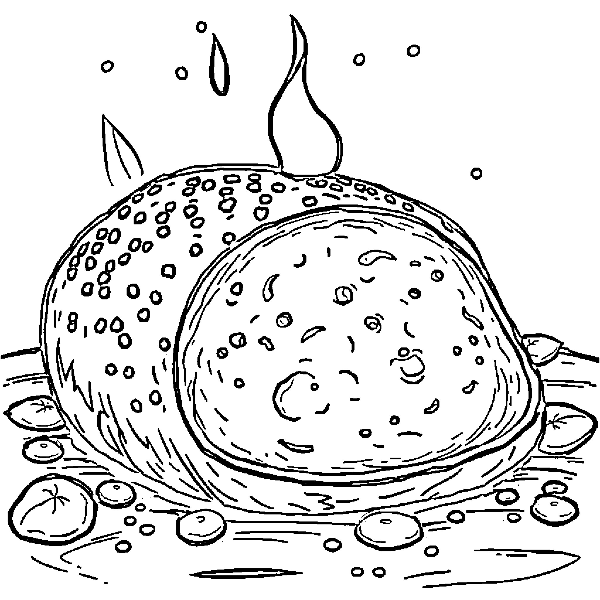 Bread shaped like a fish in water Coloring Page (free black-and-white line drawing printable PDF for all, from beginners to advanced learners, including children, teens, adults, and seniors)