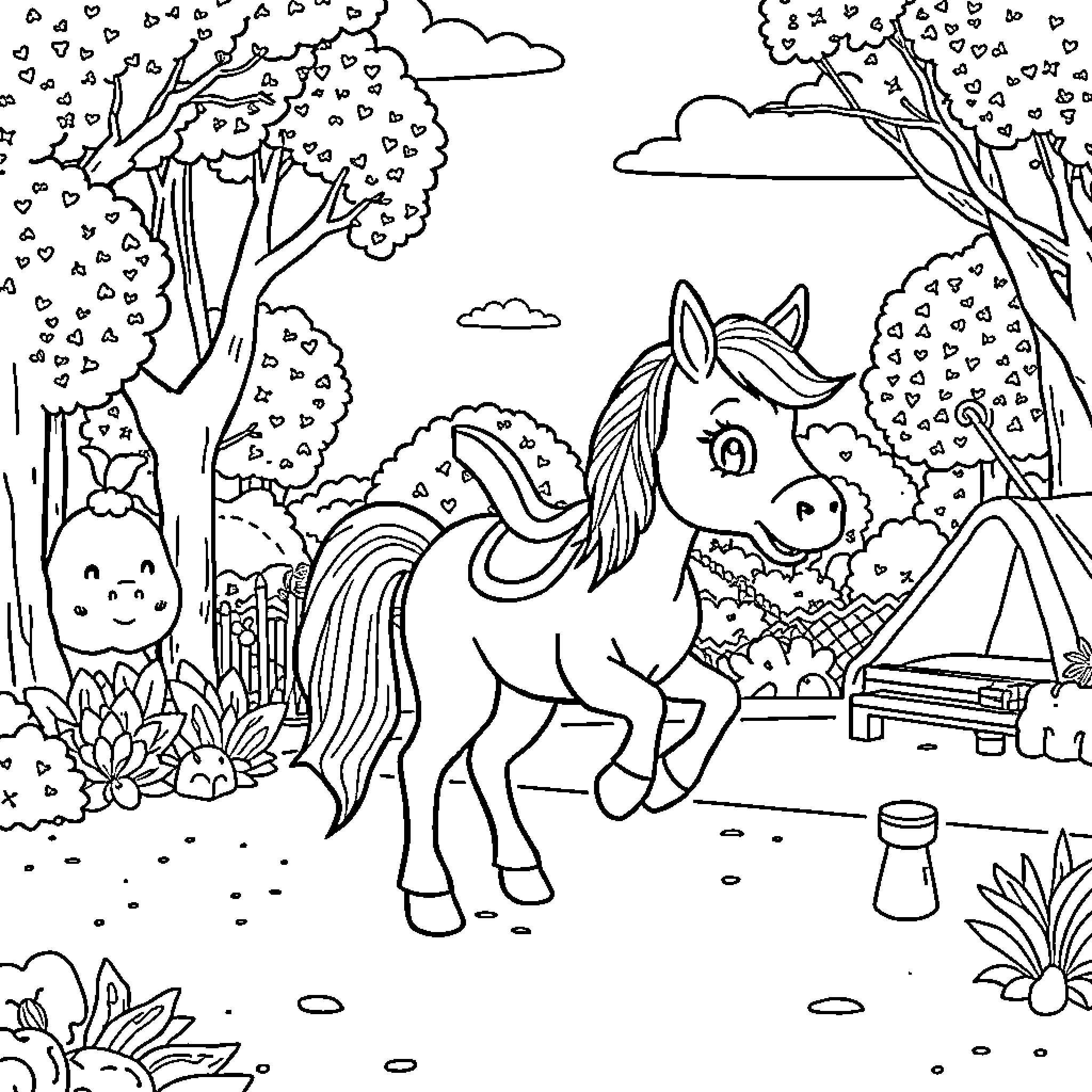 Blippi's Fun Outdoor Adventure Coloring Page (free black-and-white line drawing printable PDF for all, from beginners to advanced learners, including children, teens, adults, and seniors)