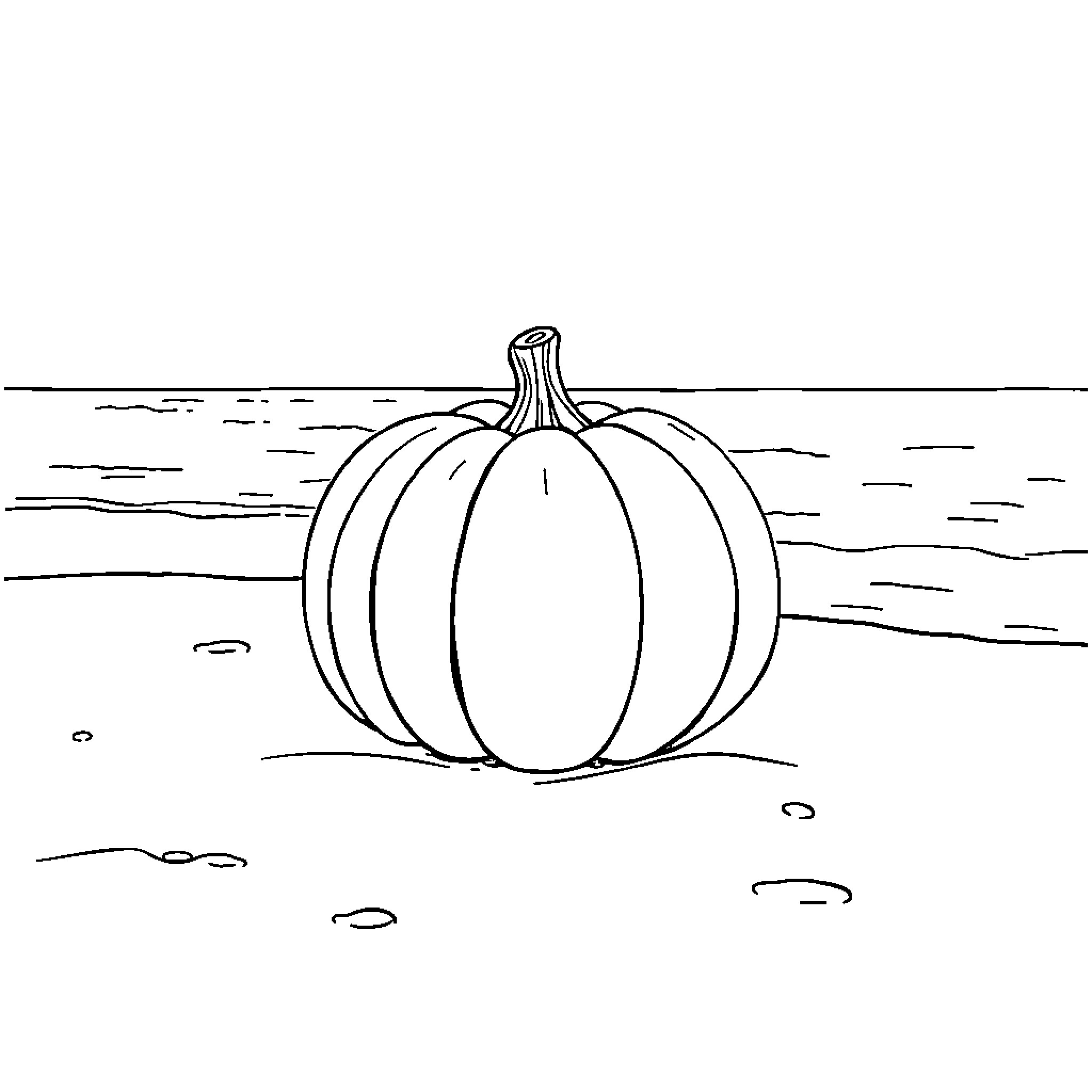 Pumpkin on the field Coloring Page (free black-and-white line drawing printable PDF for all, from beginners to advanced learners, including children, teens, adults, and seniors)