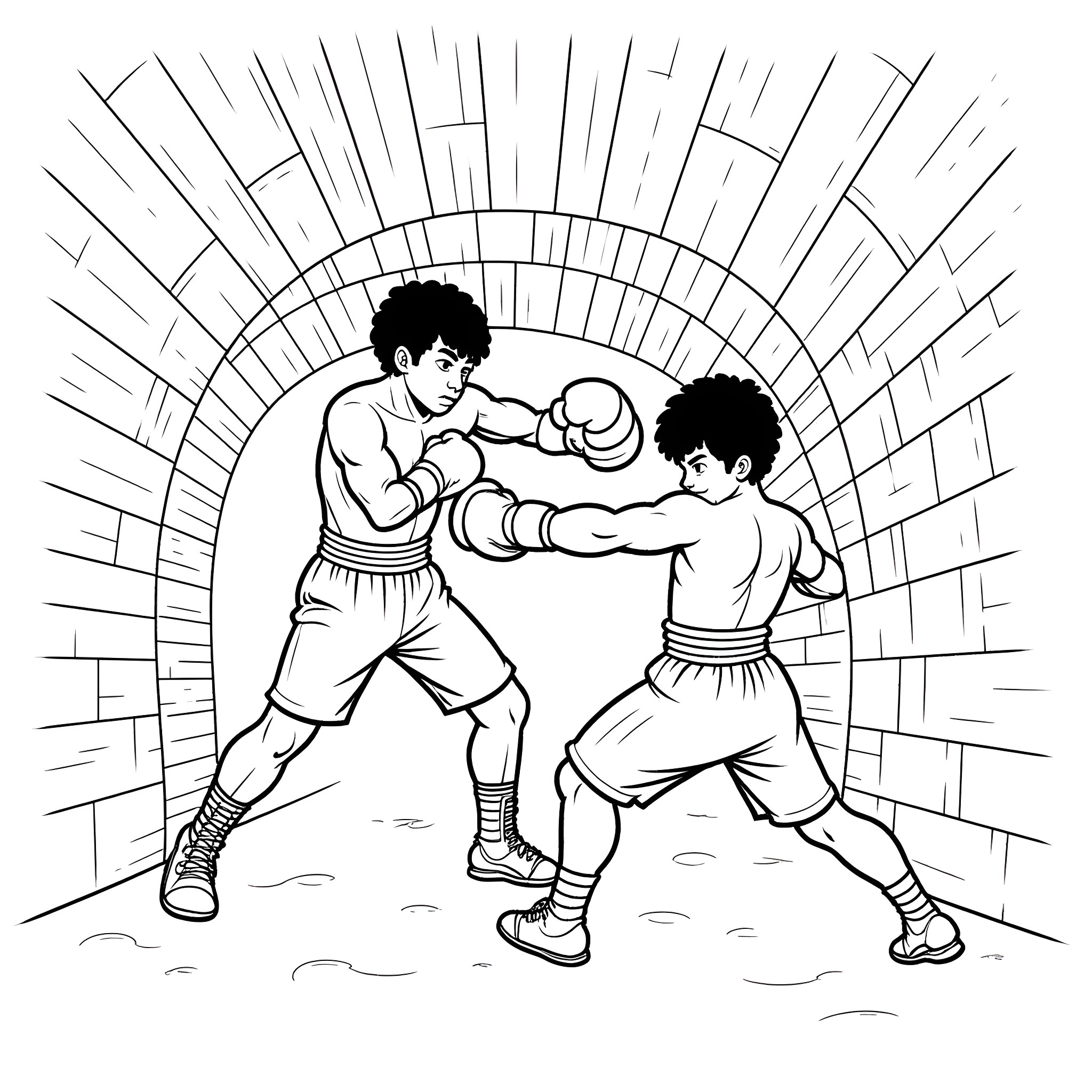 Joe Yabuki battles in a boxing match Coloring Page (free black-and-white line drawing printable PDF for all, from beginners to advanced learners, including children, teens, adults, and seniors)